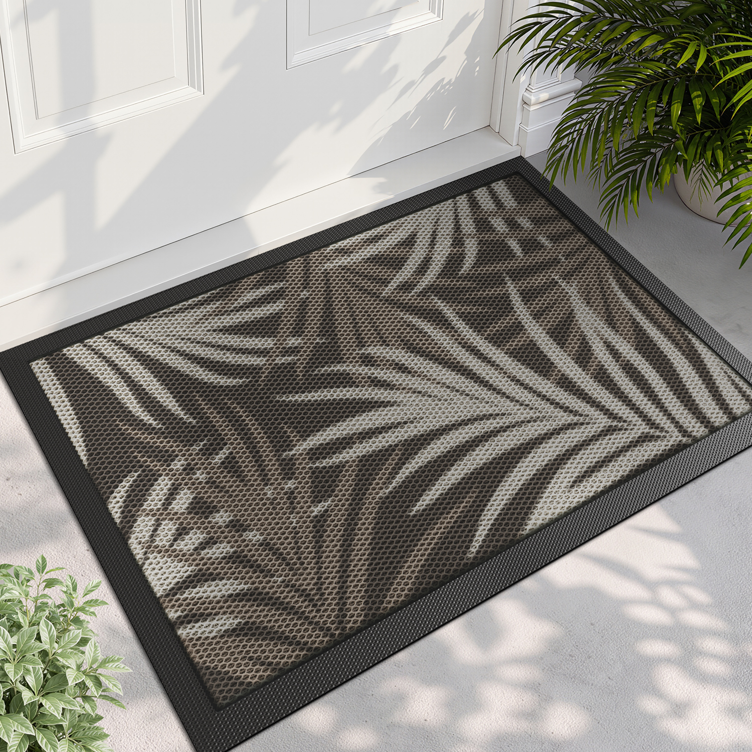 PABUBE Outdoor Doormat, Heavy Duty Non-Slip Spring Welcome Mat, Low Pile & Dirt Trapper Front Door Mat Outside, Colorful Floral Patio Outdoor Mat for Front Doors, 17" x 30"