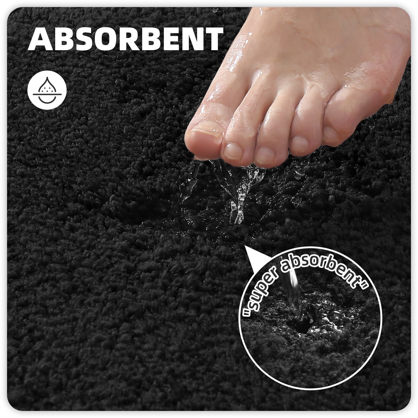 PABUBE Bathroom Rug Non-Slip Bathroom Mat Shag Bath Rugs Microfiber, Absorbent Bath Mat, Machine Washable,17"x24",White