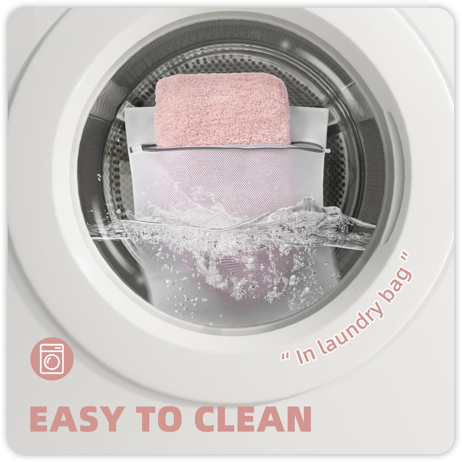 PABUBE Bathroom Rug Non-Slip Bathroom Mat Shag Bath Rugs Microfiber, Absorbent Bath Mat, Machine Washable,17"x24",White