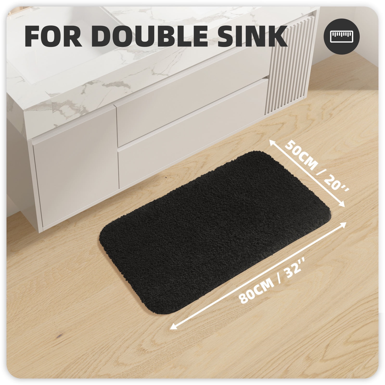 PABUBE Bathroom Rug Non-Slip Bathroom Mat Shag Bath Rugs Microfiber, Absorbent Bath Mat, Machine Washable,17"x24",White