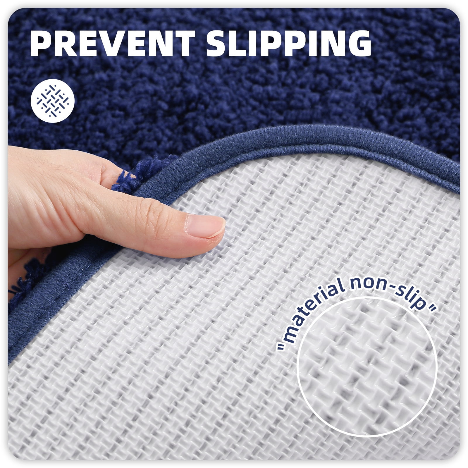 PABUBE Bathroom Rug Non-Slip Bathroom Mat Shag Bath Rugs Microfiber, Absorbent Bath Mat, Machine Washable,17"x24",White