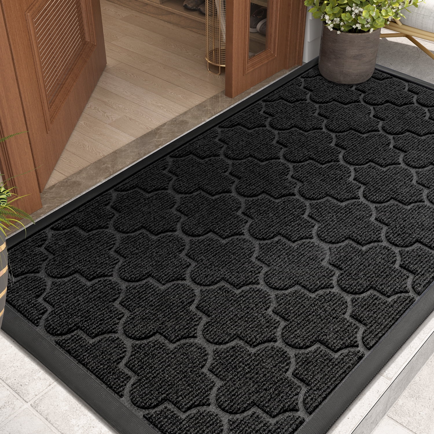 PABUBE Outdoor Door Mat Non slip Backing Doormat,Low Profile Doormat Entry Rug, Outside Floor Mat for Entryway