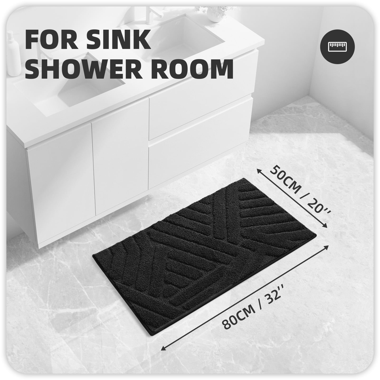 PABUBE Bathroom Rug, Soft Absorbent Bathroom Mat, Non Slip Shag Bath Rug, Machine Washable Bath Mat