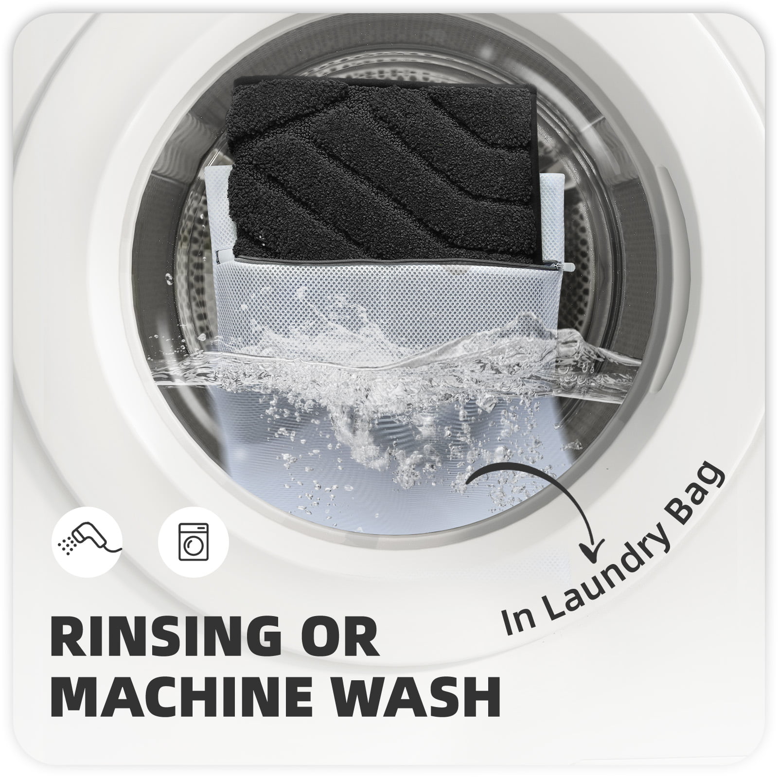 PABUBE Bathroom Rug, Soft Absorbent Bathroom Mat, Non Slip Shag Bath Rug, Machine Washable Bath Mat