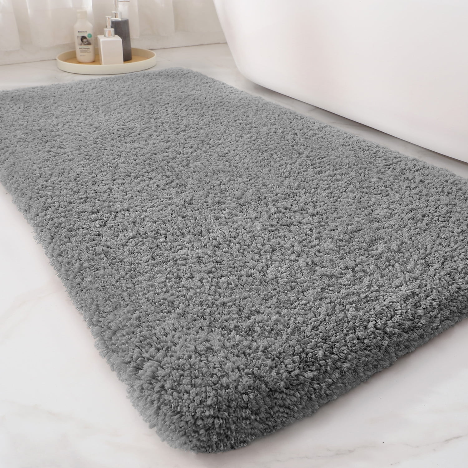 OEAKAY Bathroom Rugs,24"x16",Non Slip Shower Bath Room,Extra Soft and Absorbent,Bath Mats for Bathroom Floor,Machine Wash Dry Carpet Mat for Tub,24"x16"White