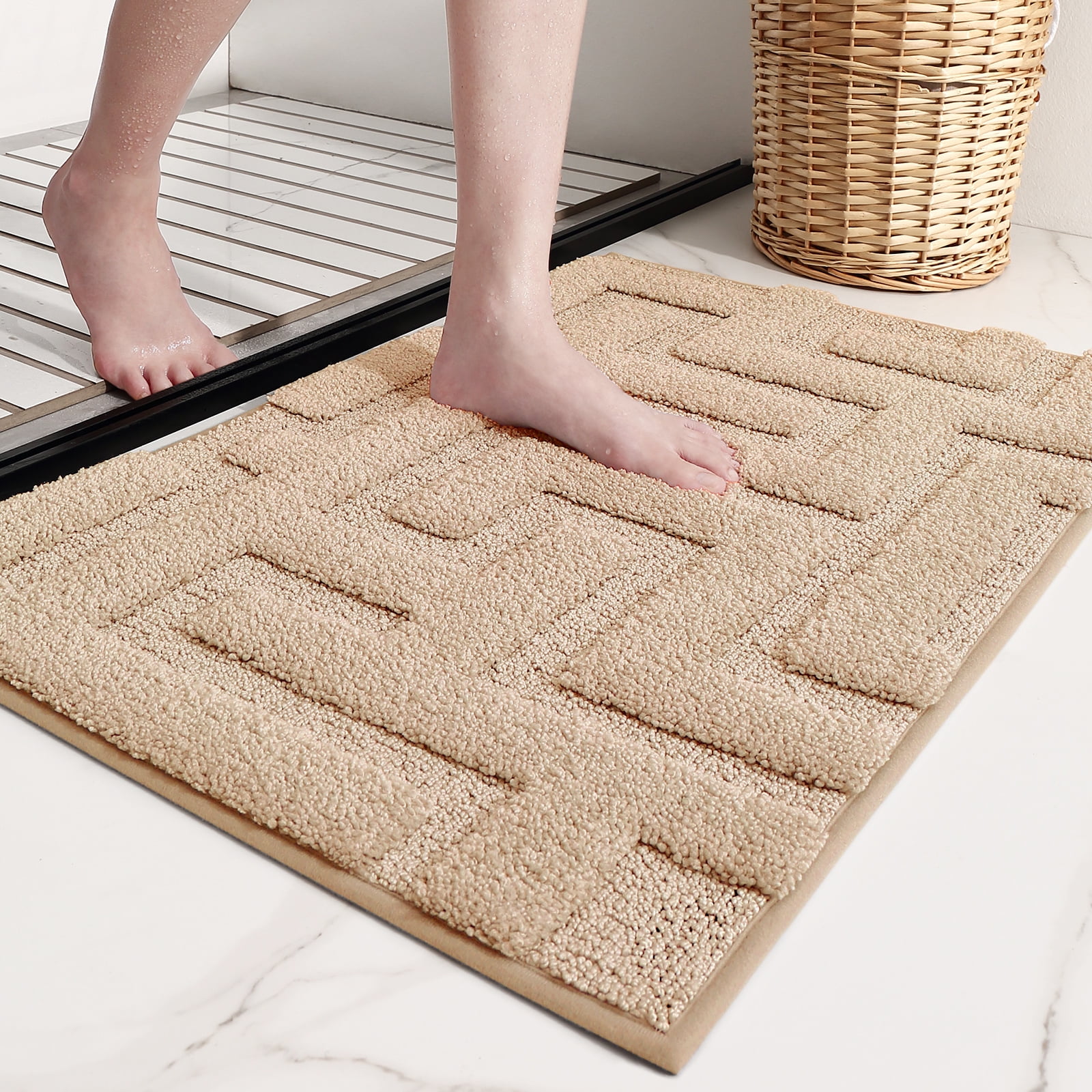 PABUBE Bathroom Rug Absorbent Bath Mat Bathroom Mat Ultra Soft Bath Rug for Bathroom Floor Non-slip Bathroom Floor Mat Machine Washable