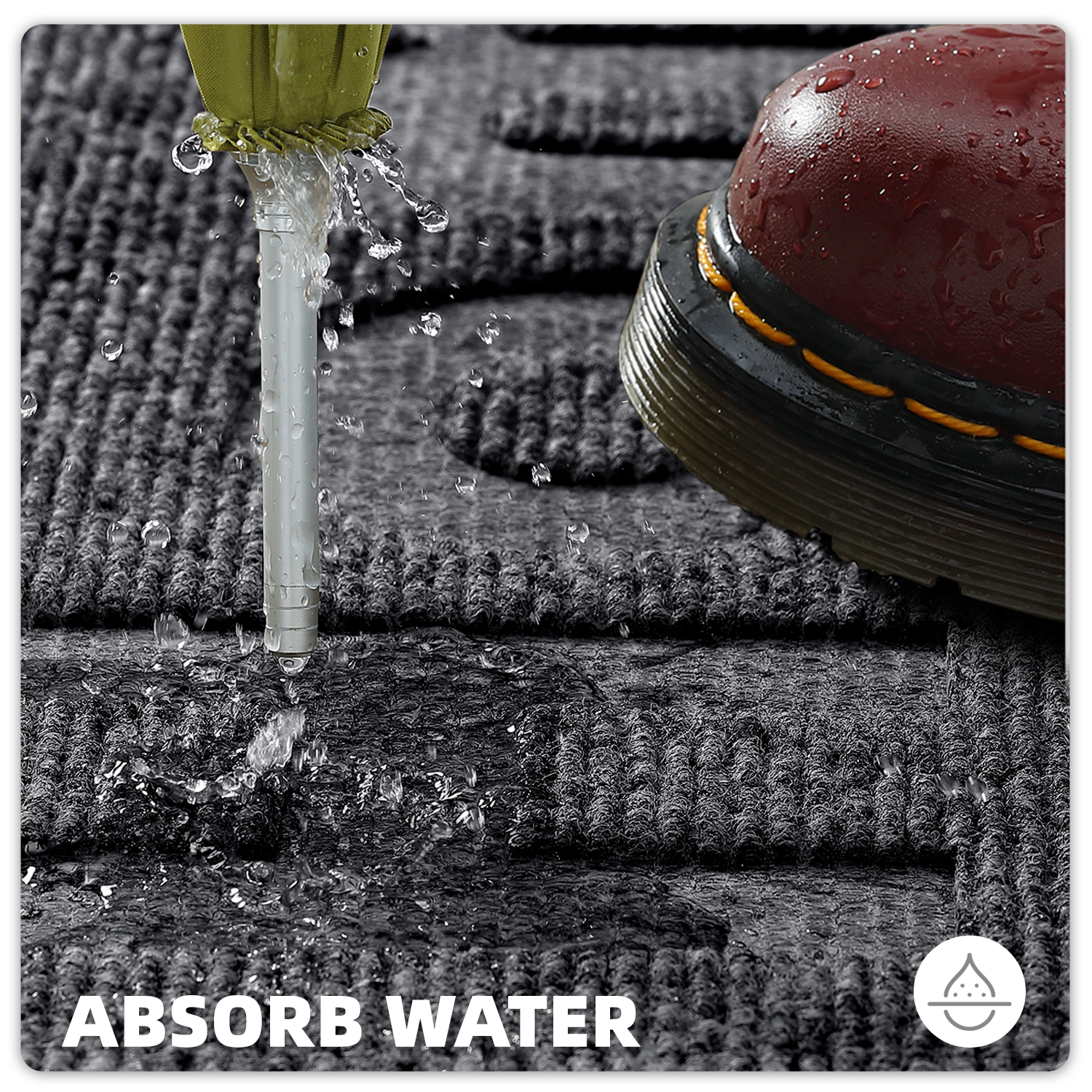 PABUBE Outdoor Mat Non Slip Heavy Duty Doormat Welcome Mats for Outside Low Profile Front Dirt Trapper Door Mat for Outdoor Decor with Rubber Backing