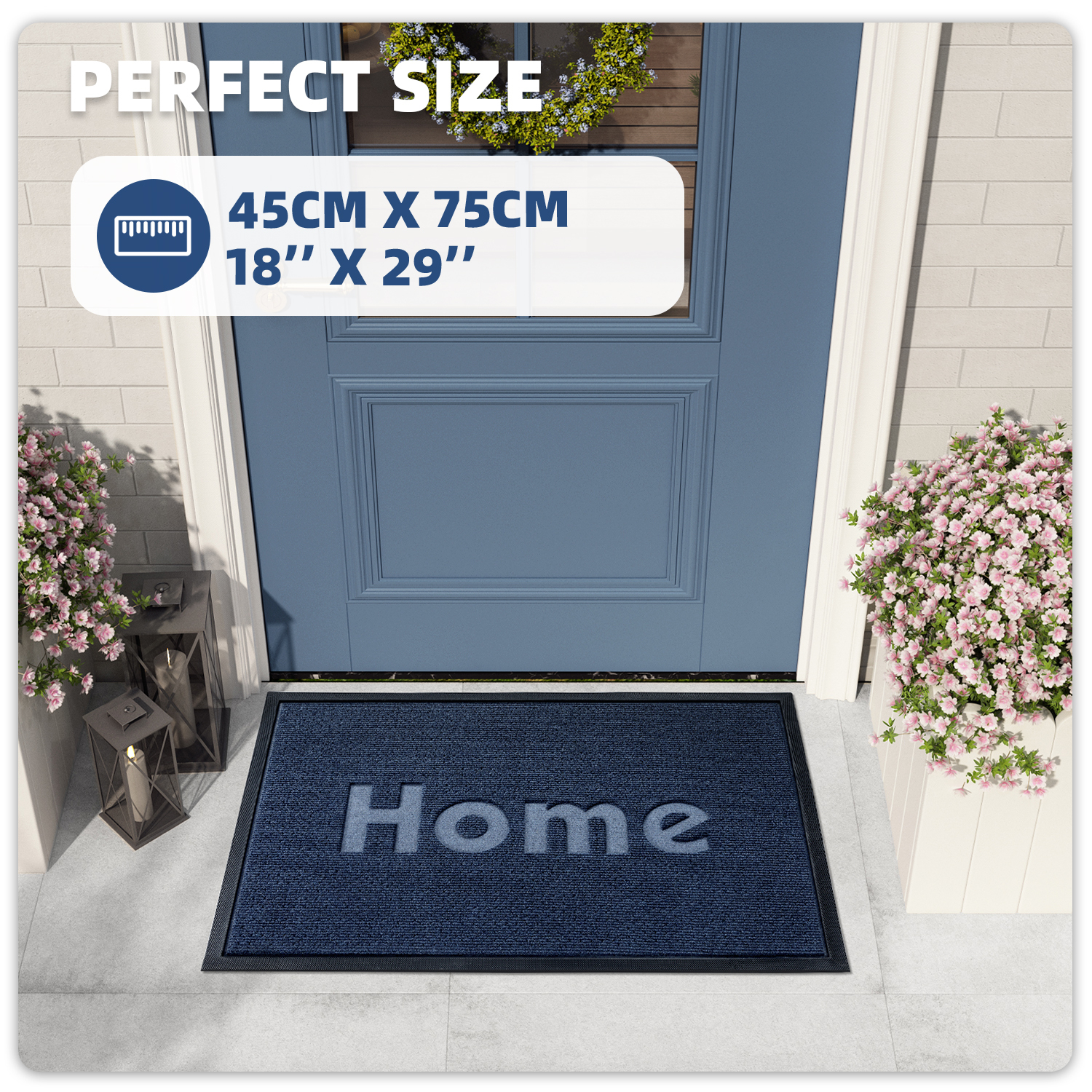 PABUBE Outdoor Mat Non Slip Heavy Duty Doormat Welcome Mats for Outside Low Profile Front Dirt Trapper Door Mat for Outdoor Decor with Rubber Backing