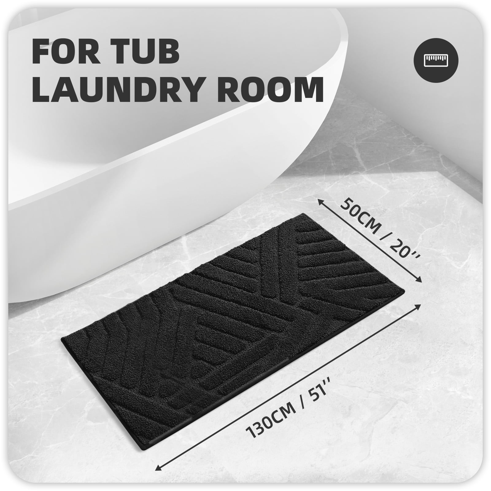 PABUBE Bathroom Rug, Soft Absorbent Bathroom Mat, Non Slip Shag Bath Rug, Machine Washable Bath Mat