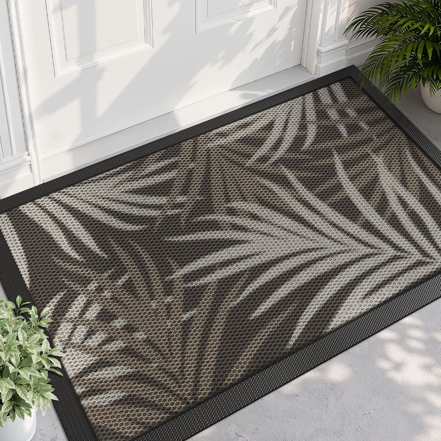 PABUBE Outdoor Doormat, Heavy Duty Non-Slip Spring Welcome Mat, Low Pile & Dirt Trapper Front Door Mat Outside, Colorful Floral Patio Outdoor Mat for Front Doors, 17" x 30"