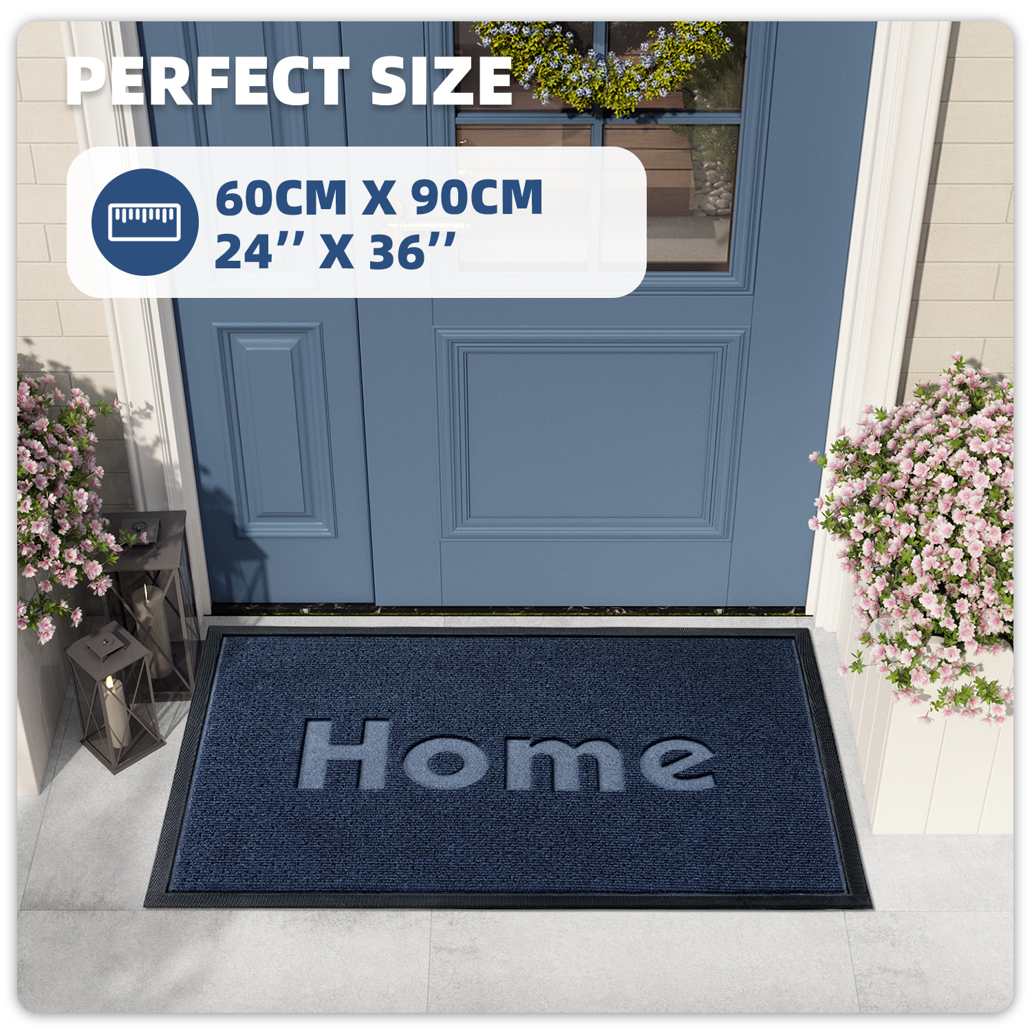 PABUBE Outdoor Mat Non Slip Heavy Duty Doormat Welcome Mats for Outside Low Profile Front Dirt Trapper Door Mat for Outdoor Decor with Rubber Backing