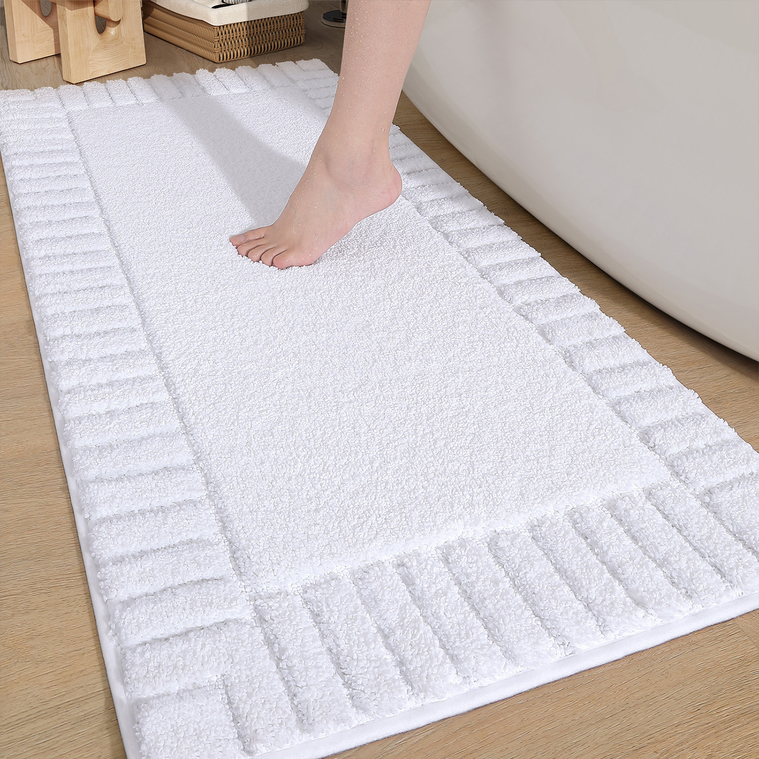 PABUBE Bathroom Rugs, Absorbent Bath Mats Rugs for Bathroom Floor Non Slip Non Skid, Soft Shag Microfiber Machine Washable Shower Bath Mat for Bathroom Decor