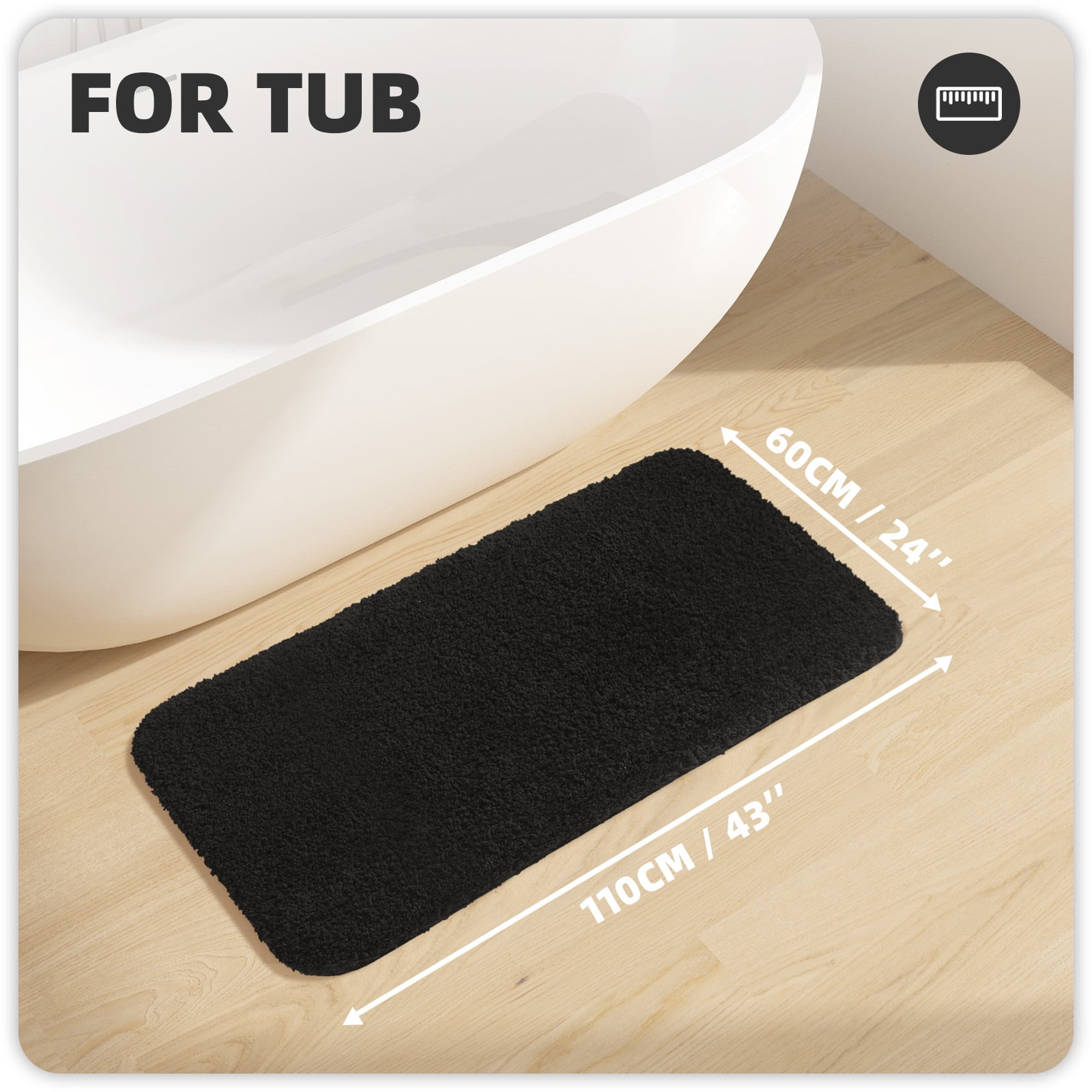 PABUBE Bathroom Rug Non-Slip Bathroom Mat Shag Bath Rugs Microfiber, Absorbent Bath Mat, Machine Washable,17"x24",White
