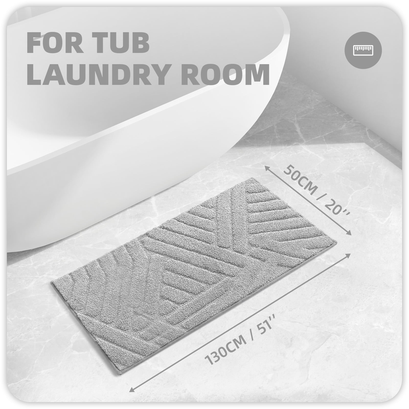 PABUBE Bathroom Rug, Soft Absorbent Bathroom Mat, Non Slip Shag Bath Rug, Machine Washable Bath Mat