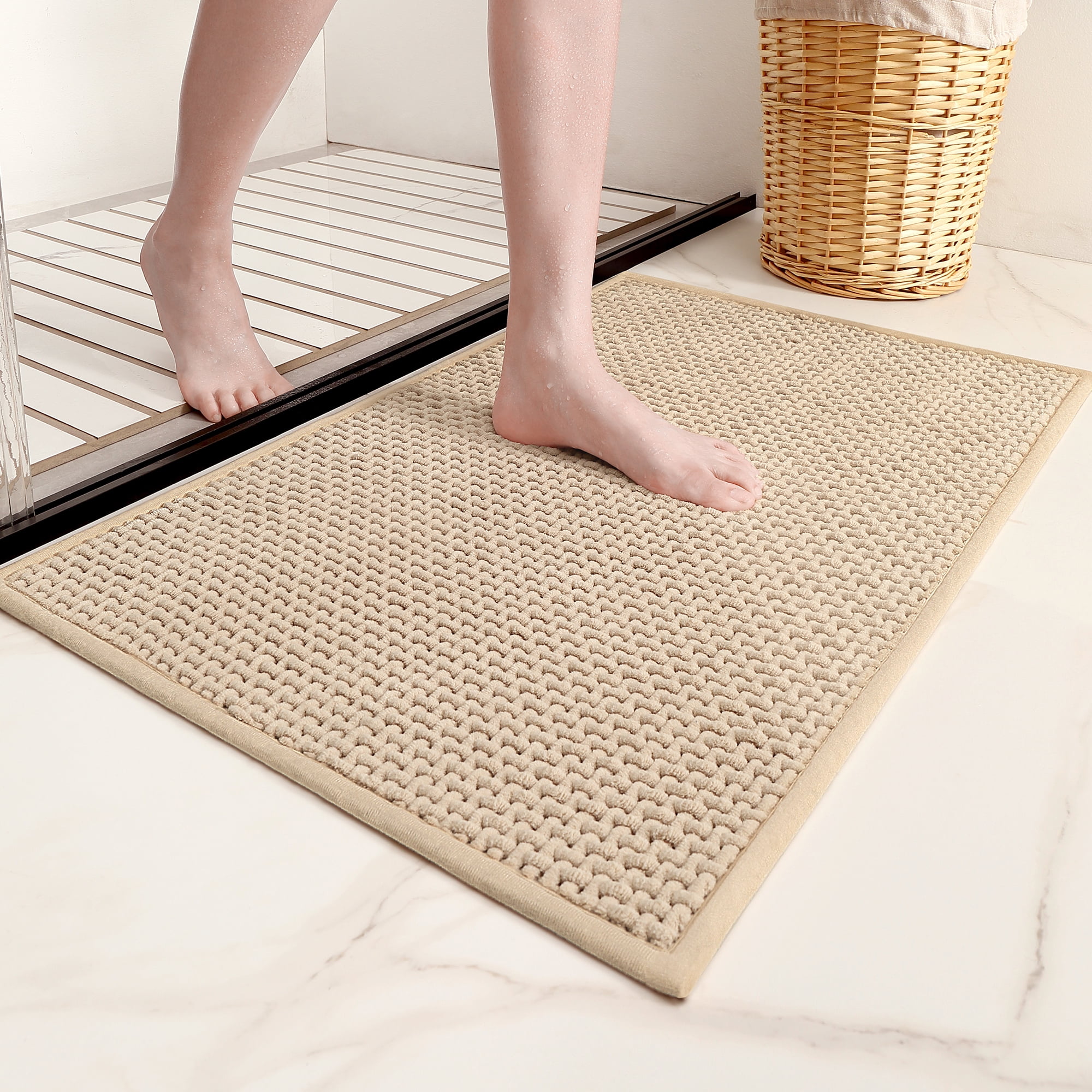 PABUBE Bathroom Rug, Non Slips Bath Mat, Machine Washable Bathroom Mat, Soft Absorbent Bathmat Bath Rug, Bathroom Rug and Mat for Bathroom Floor