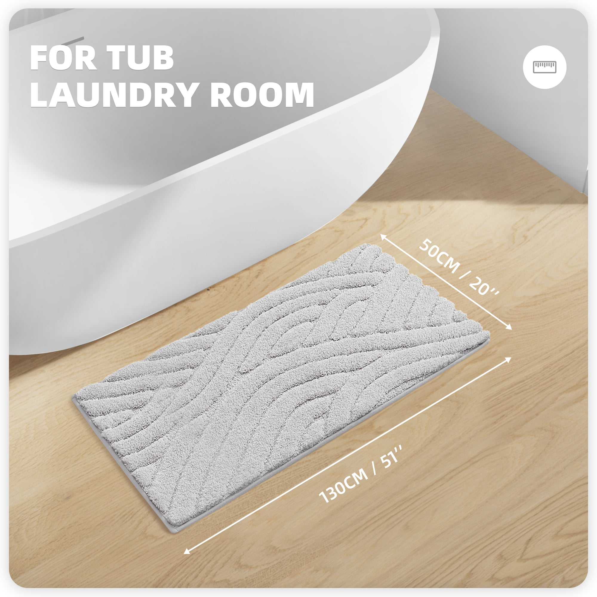 PABUBE Bathroom Rug, Soft Absorbent Bathroom Mat, Non Slip Shag Bath Rug, Machine Washable Bath Mat