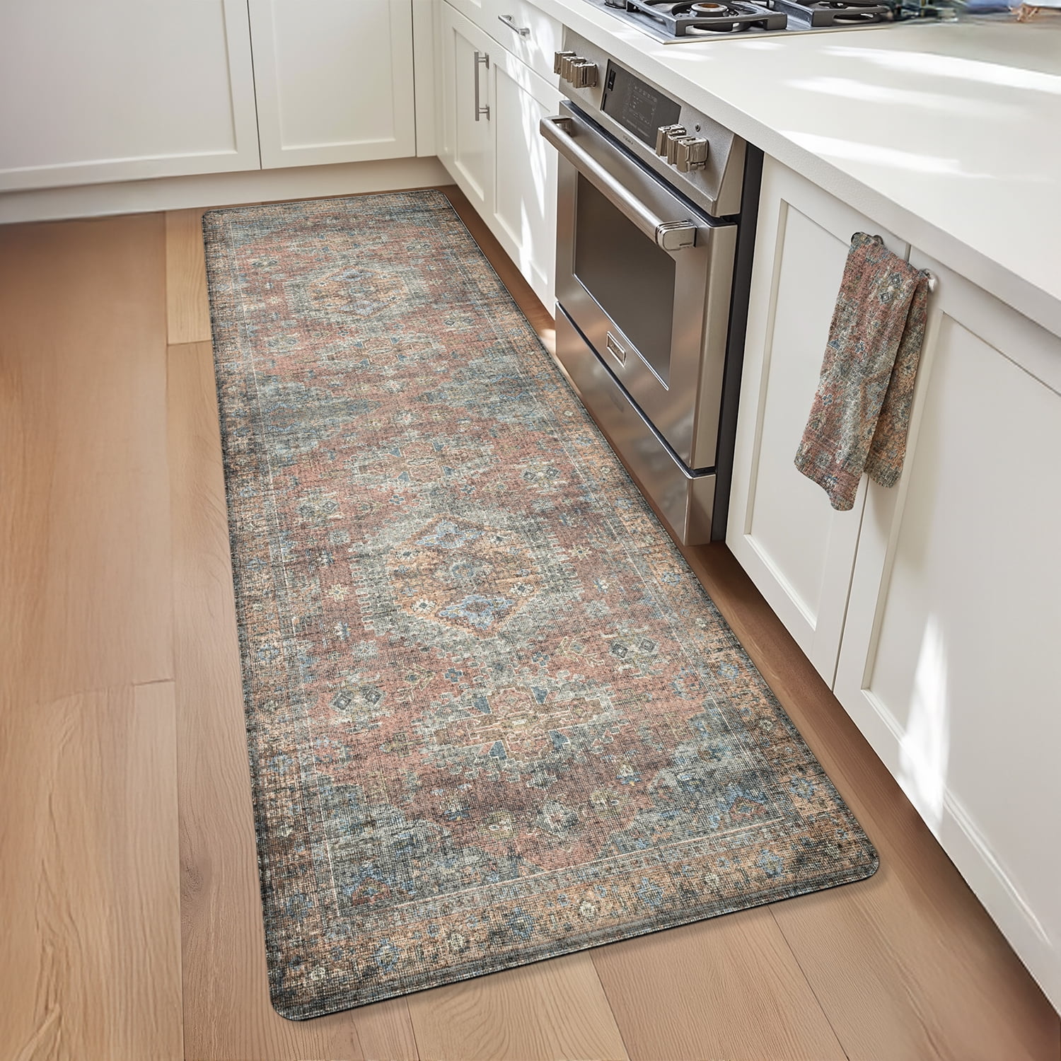 OEAKAY Anti Fatigue Kitchen Mat, Ergonomic Cushioned & Waterproof, Extra Thick Non-Slip Backing, Easy Care Persian Design 24"x59" Kitchen Mats for Floor