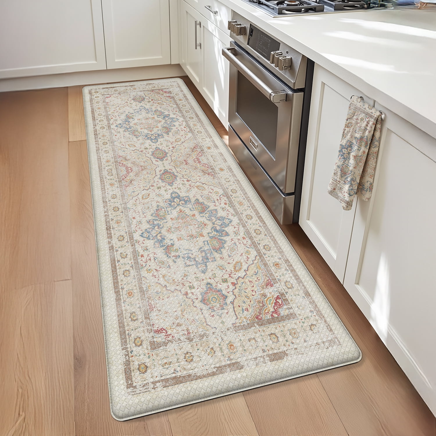OEAKAY Anti Fatigue Kitchen Mat, Ergonomic Cushioned & Waterproof, Extra Thick Non-Slip Backing, Easy Care Persian Design 24"x59" Kitchen Mats for Floor