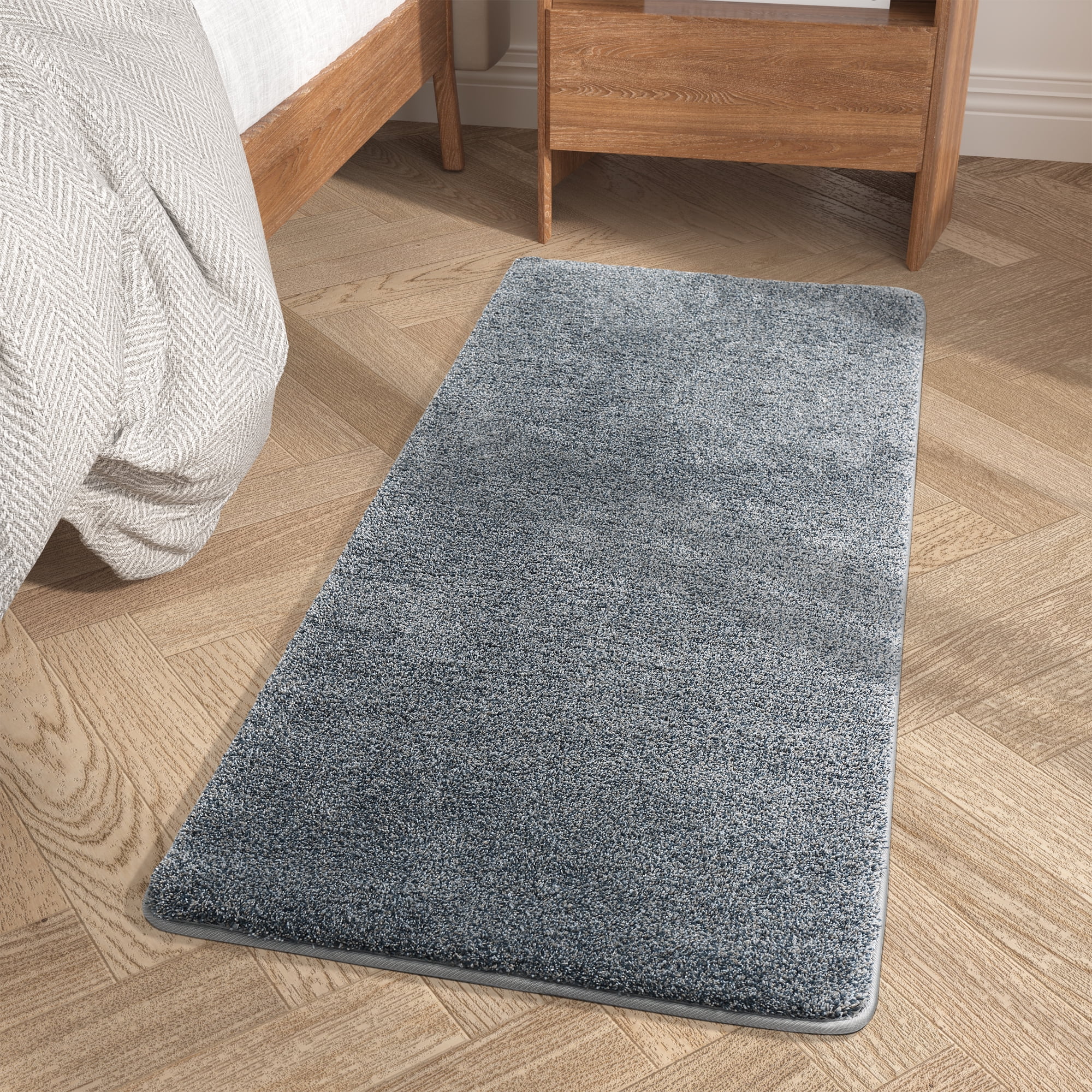 PABUBE Area Rug for Bedside, Super Soft 1.7x4 Ft Carpet for Kids Room, Nursery Room and Bedroom, Machine Washable Small Bedroom Area Rug, Blue-gray