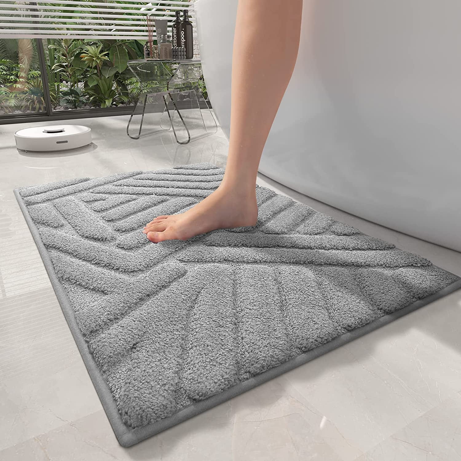 PABUBE Bathroom Rug, Soft Absorbent Bathroom Mat, Non Slip Shag Bath Rug, Machine Washable Bath Mat