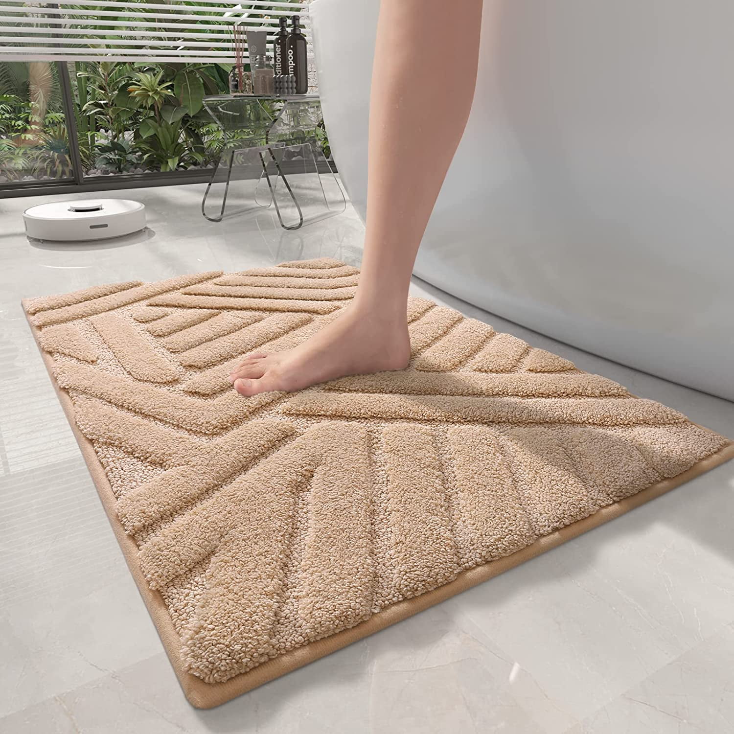 PABUBE Bathroom Rug, Soft Absorbent Bathroom Mat, Non Slip Shag Bath Rug, Machine Washable Bath Mat
