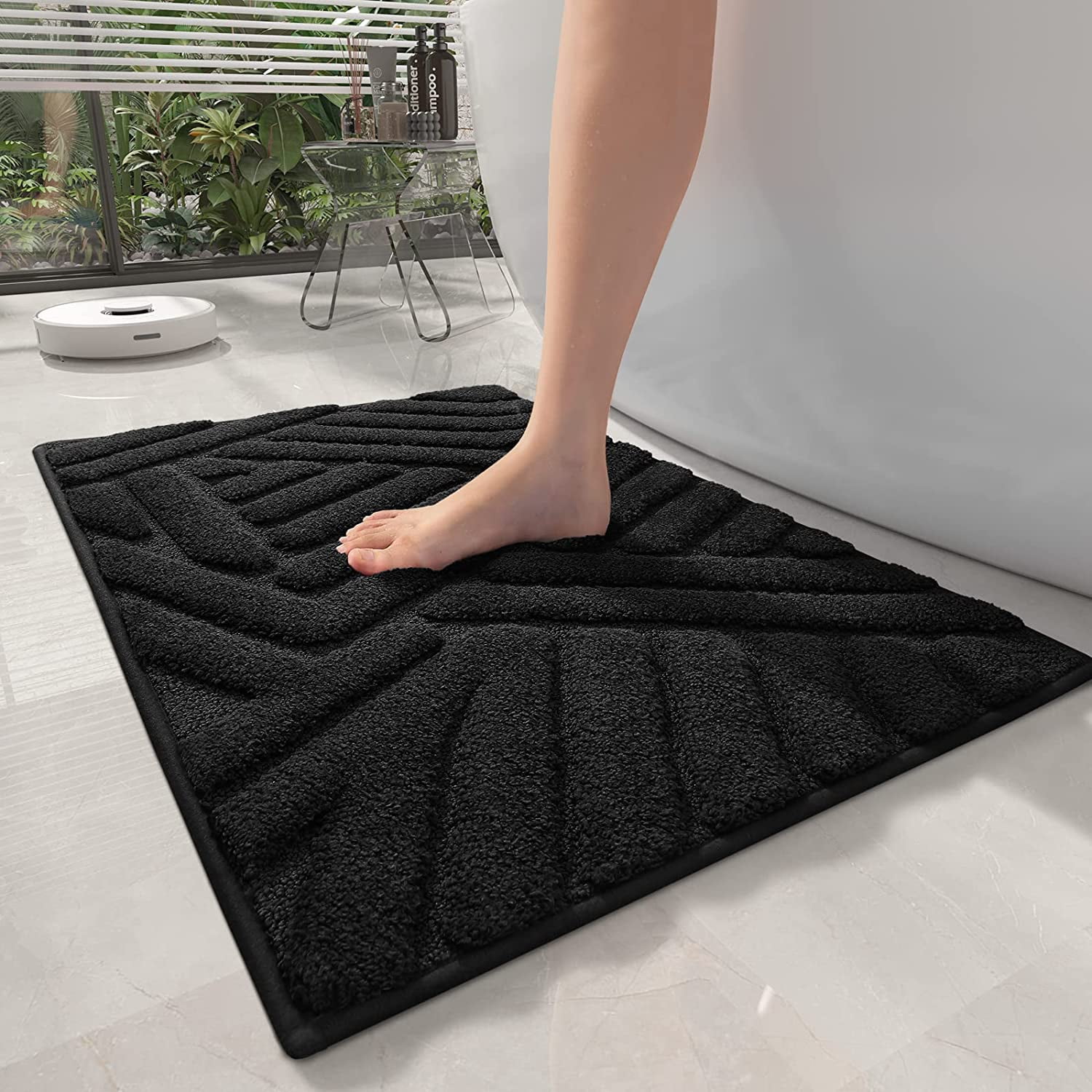 PABUBE Bathroom Rug, Soft Absorbent Bathroom Mat, Non Slip Shag Bath Rug, Machine Washable Bath Mat