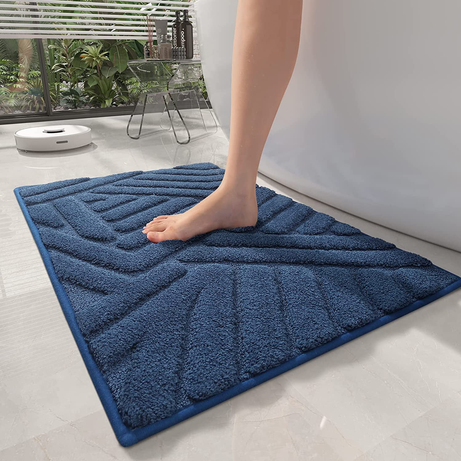 PABUBE Bathroom Rug, Soft Absorbent Bathroom Mat, Non Slip Shag Bath Rug, Machine Washable Bath Mat