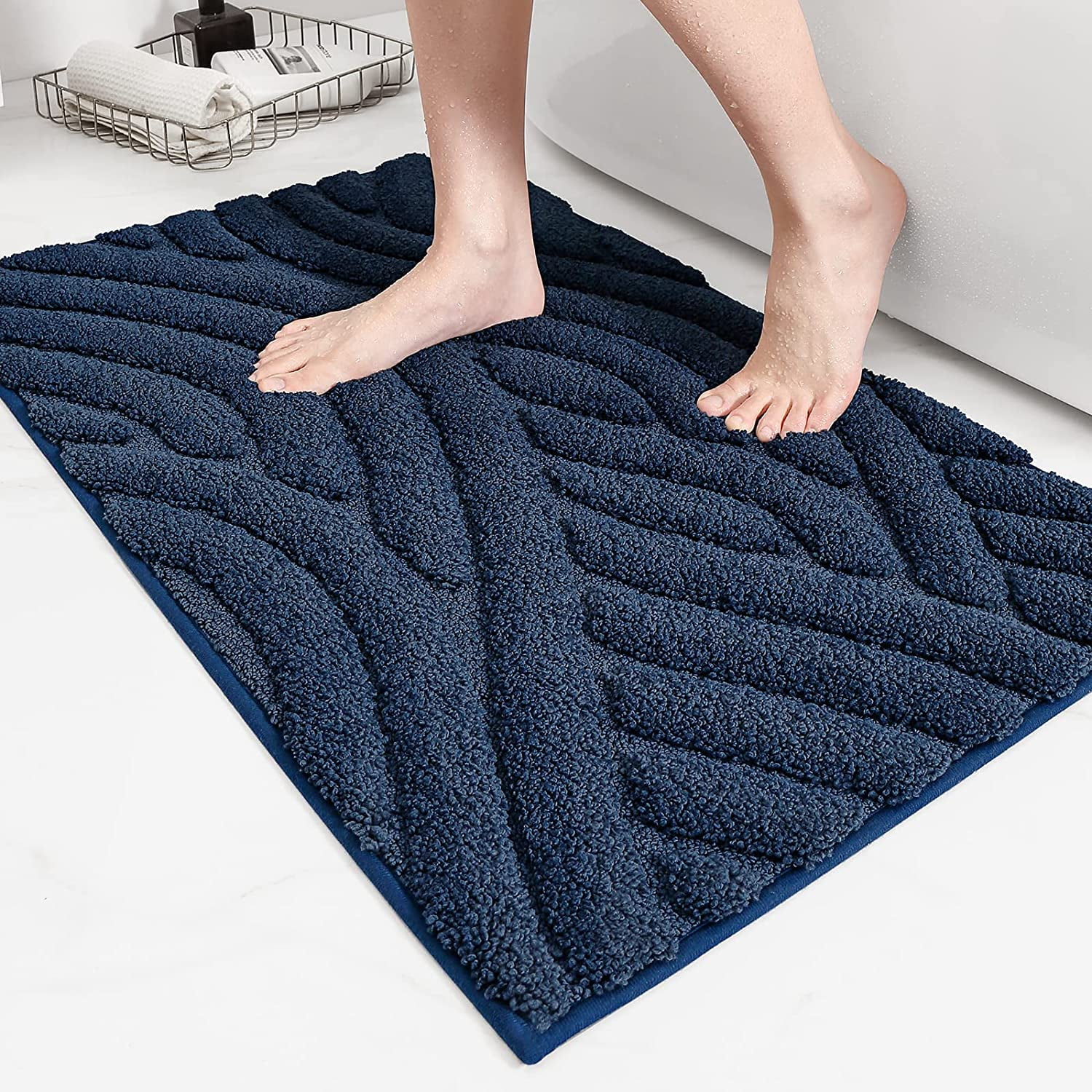 PABUBE Bathroom Rug, Soft Absorbent Bathroom Mat, Non Slip Shag Bath Rug, Machine Washable Bath Mat