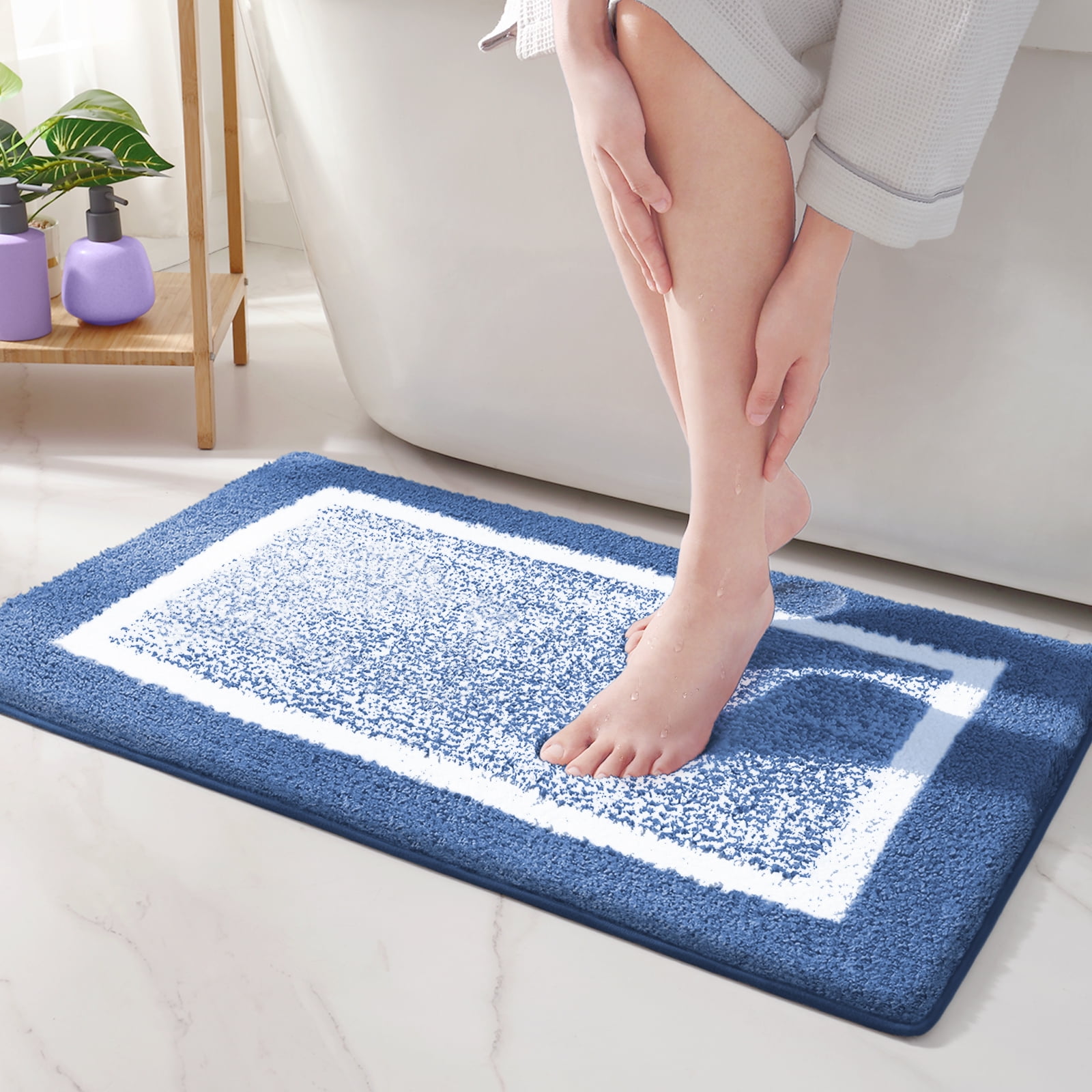 PABUBE Bathroom Rug, Soft Absorbent Bathroom Mat and Bath Mat, Premium Microfiber Shag Bath Rug Machine Washable