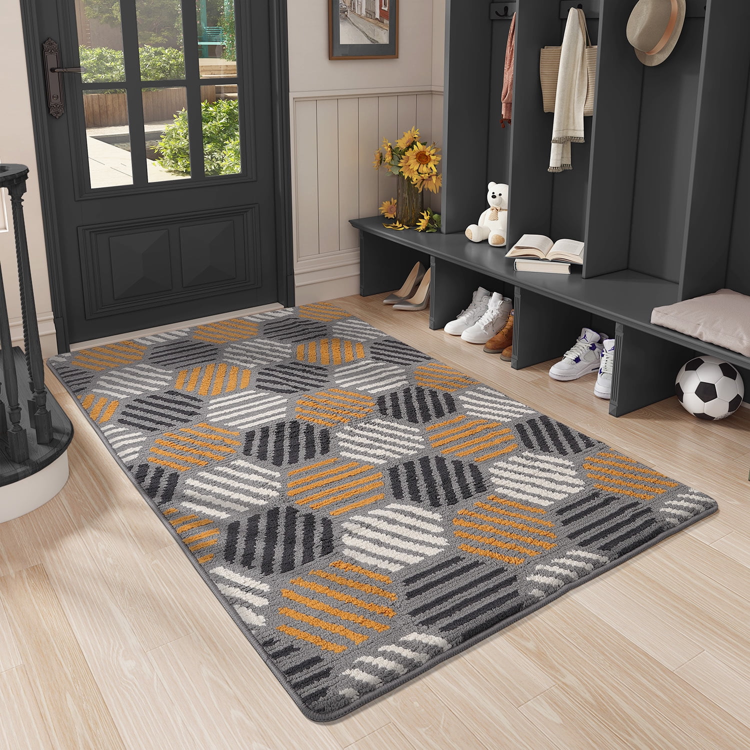 PABUBE Indoor and Outdoor Doormat, Anti Slip Front Door Mat for Entryway, Machine Washable Doormat for Inside