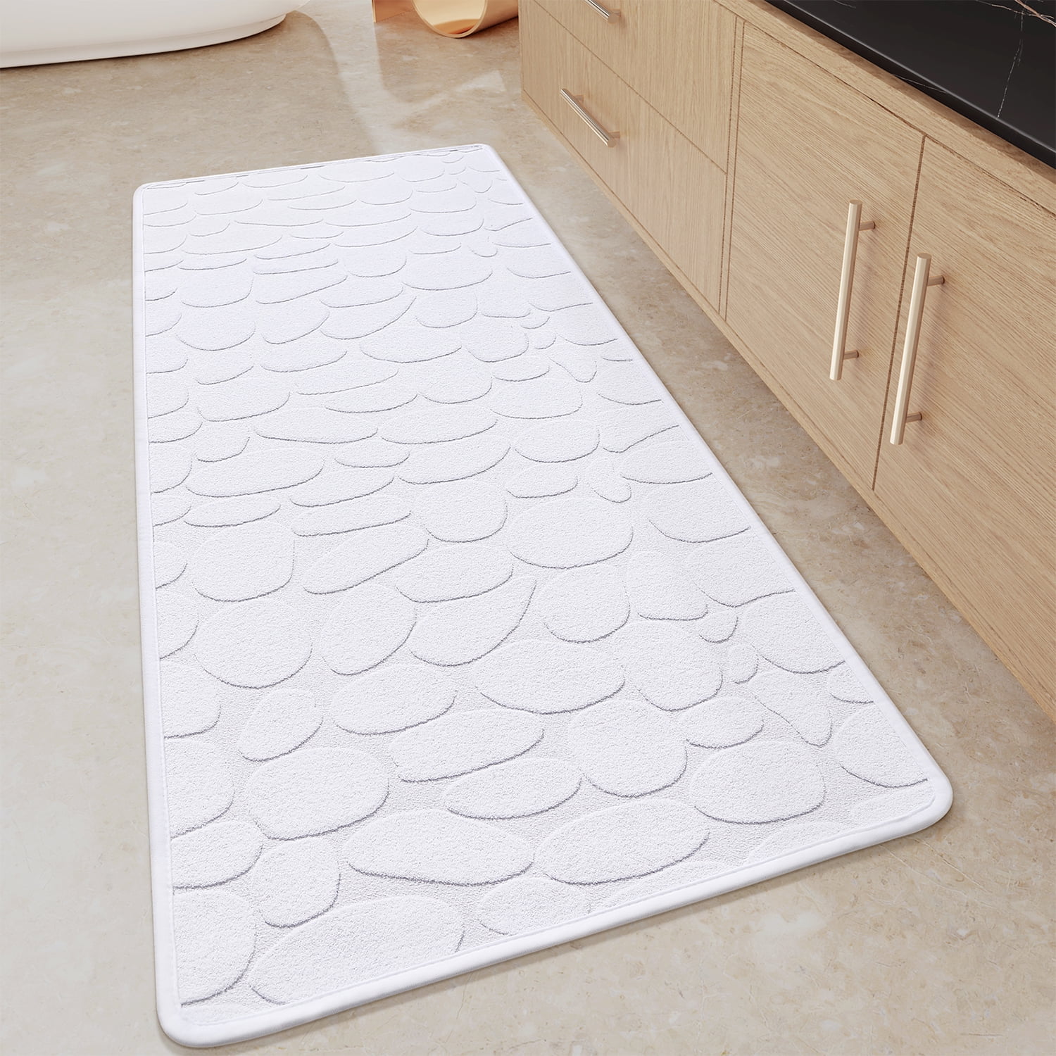 PABUBE Non Slip Bathroom Rugs, Ultra Thin Bath Mats for Bathroom Floor Fit Under Door, Super Absorbent Bath Rug with Rubber Backing, Non Shedding, Washable Bathroom Mat Shower Mat
