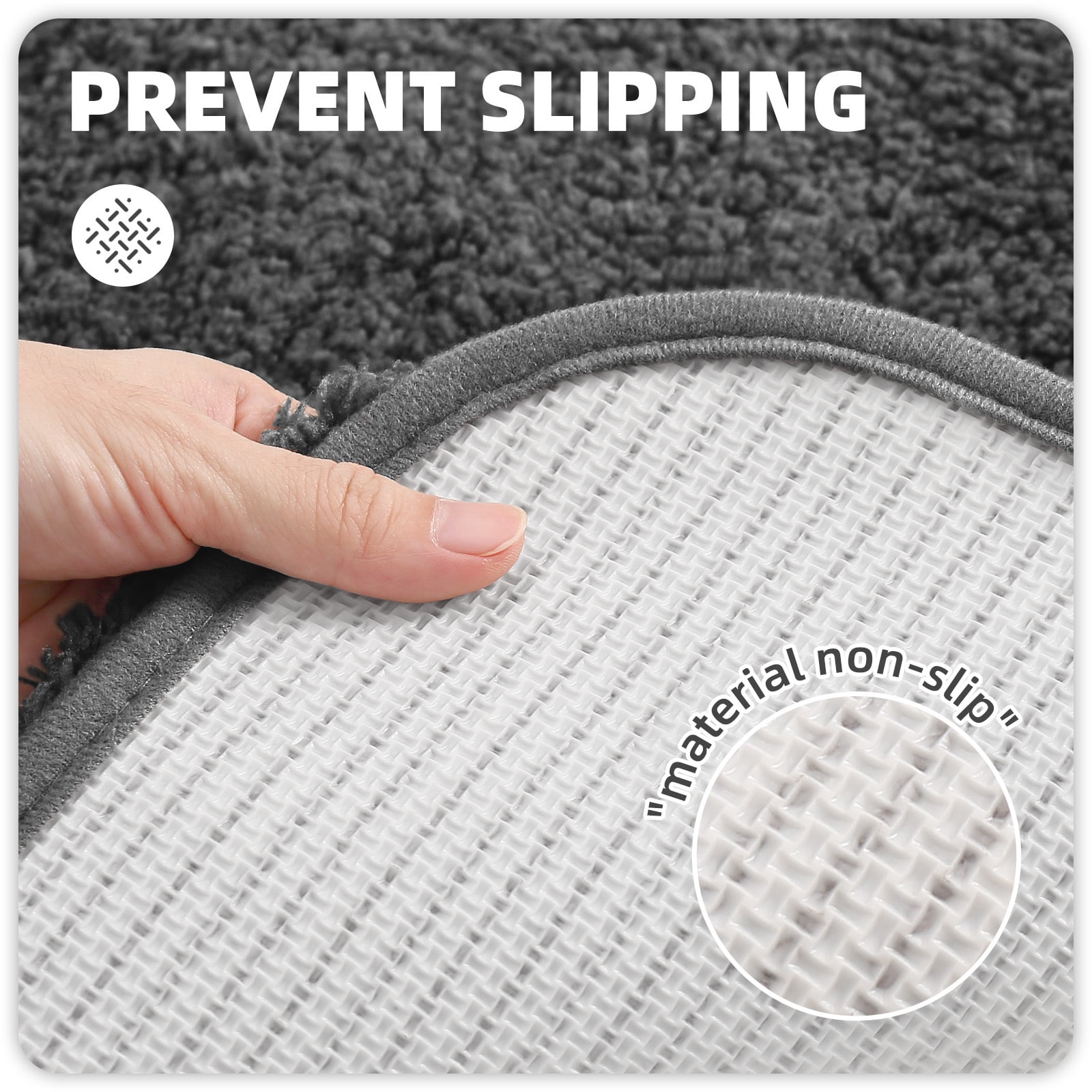 PABUBE Bathroom Rug Non-Slip Bathroom Mat Shag Bath Rugs Microfiber, Absorbent Bath Mat, Machine Washable,17"x24",White