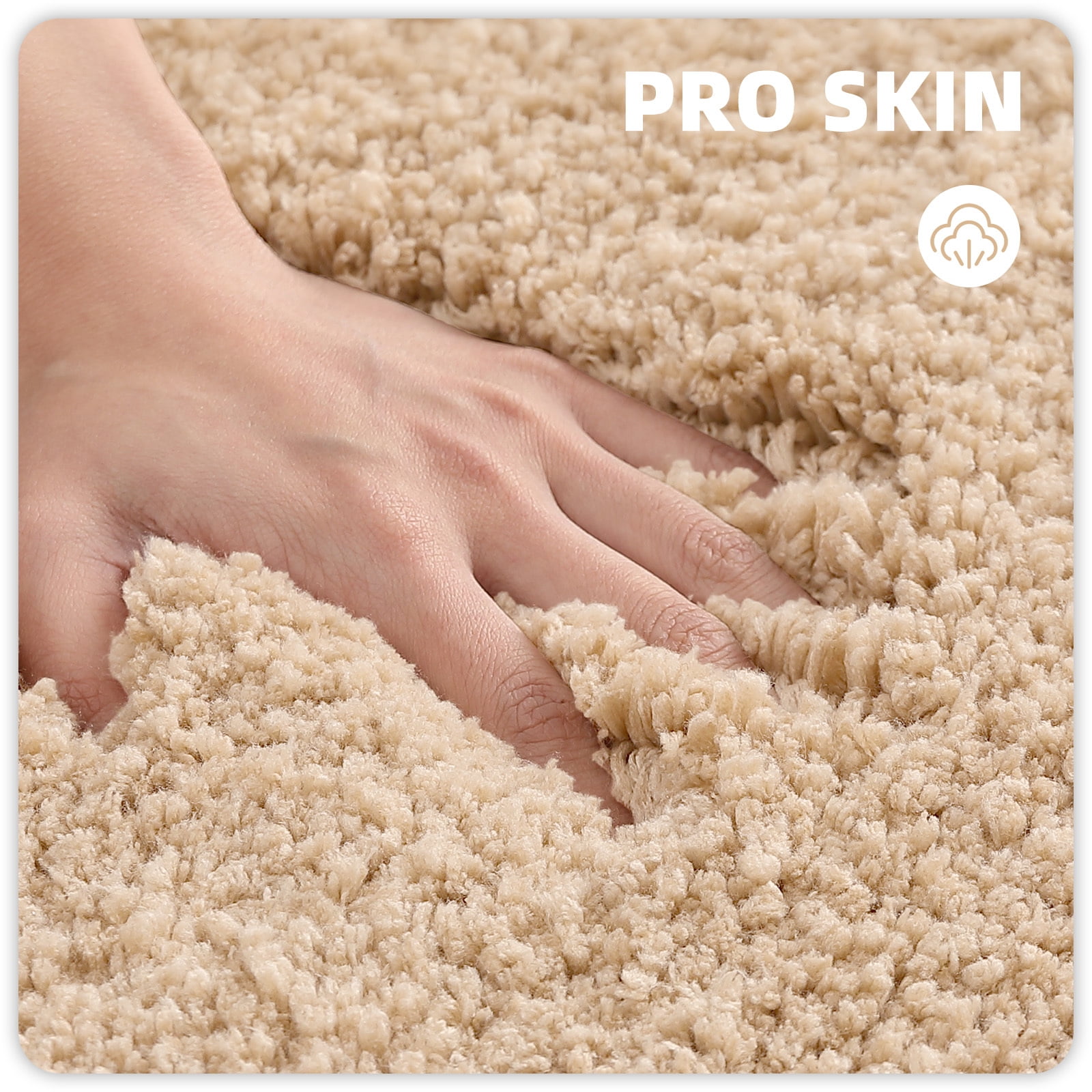 PABUBE Bathroom Rug Non-Slip Bathroom Mat Shag Bath Rugs Microfiber, Absorbent Bath Mat, Machine Washable,17"x24",White