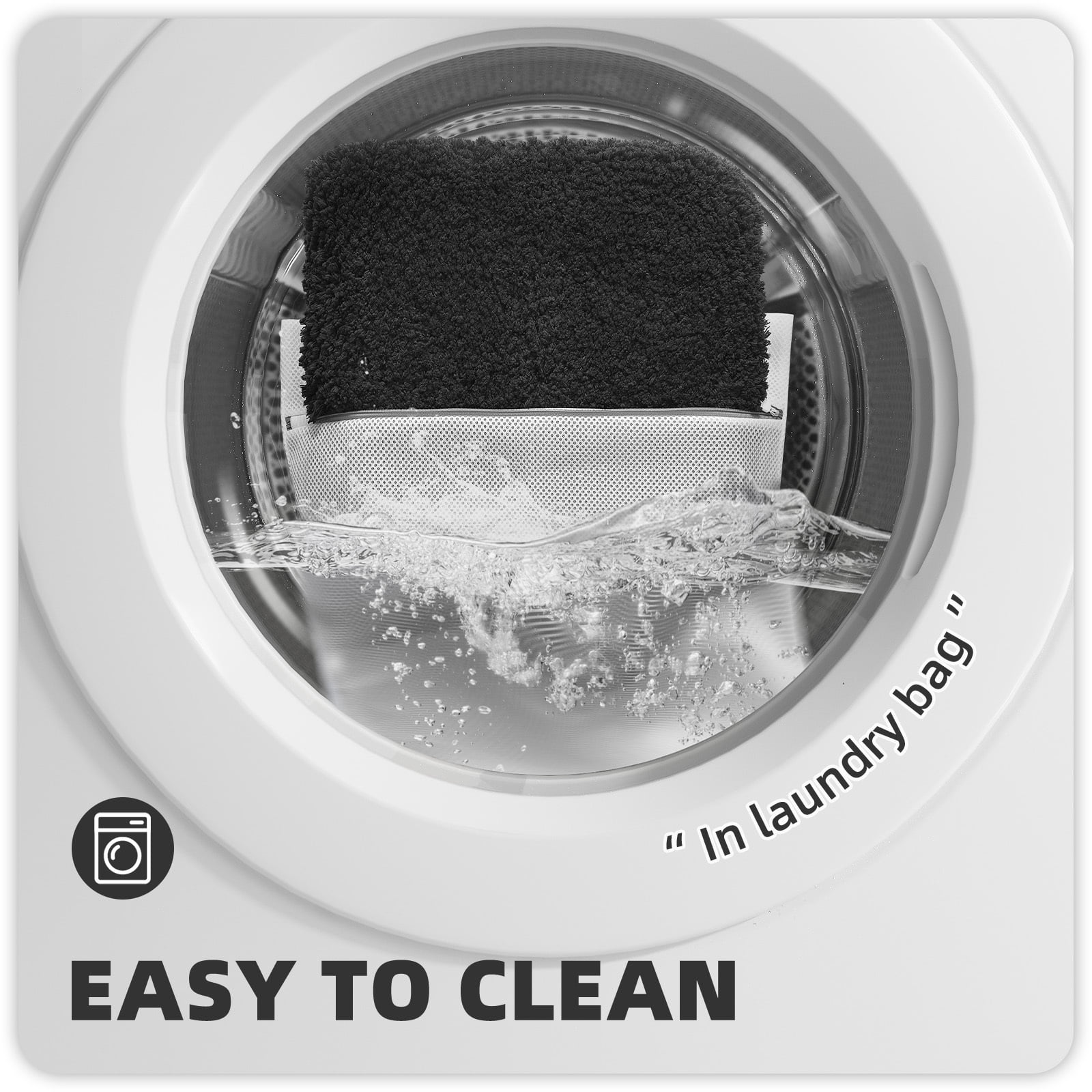 PABUBE Bathroom Rug Non-Slip Bathroom Mat Shag Bath Rugs Microfiber, Absorbent Bath Mat, Machine Washable,17"x24",White