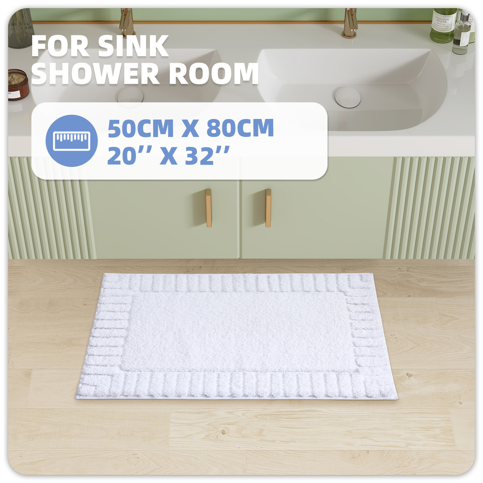 PABUBE Bathroom Rugs, Absorbent Bath Mats Rugs for Bathroom Floor Non Slip Non Skid, Soft Shag Microfiber Machine Washable Shower Bath Mat for Bathroom Decor