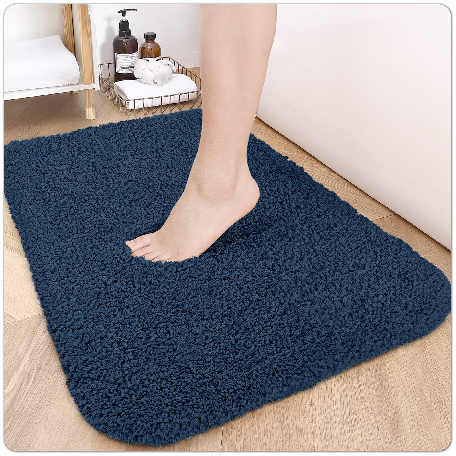 OEAKAY Bathroom Rugs,24"x16",Non Slip Shower Bath Room,Extra Soft and Absorbent,Bath Mats for Bathroom Floor,Machine Wash Dry Carpet Mat for Tub,24"x16"White
