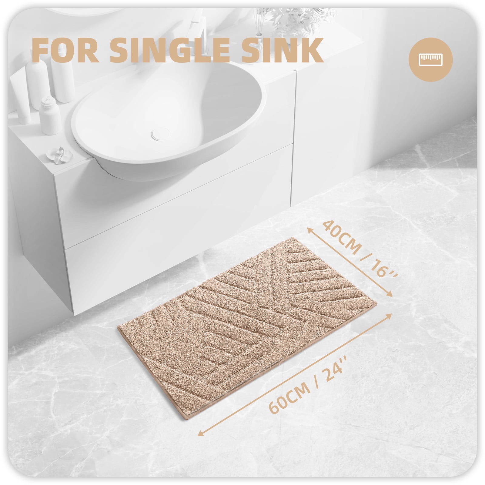 PABUBE Bathroom Rug, Soft Absorbent Bathroom Mat, Non Slip Shag Bath Rug, Machine Washable Bath Mat