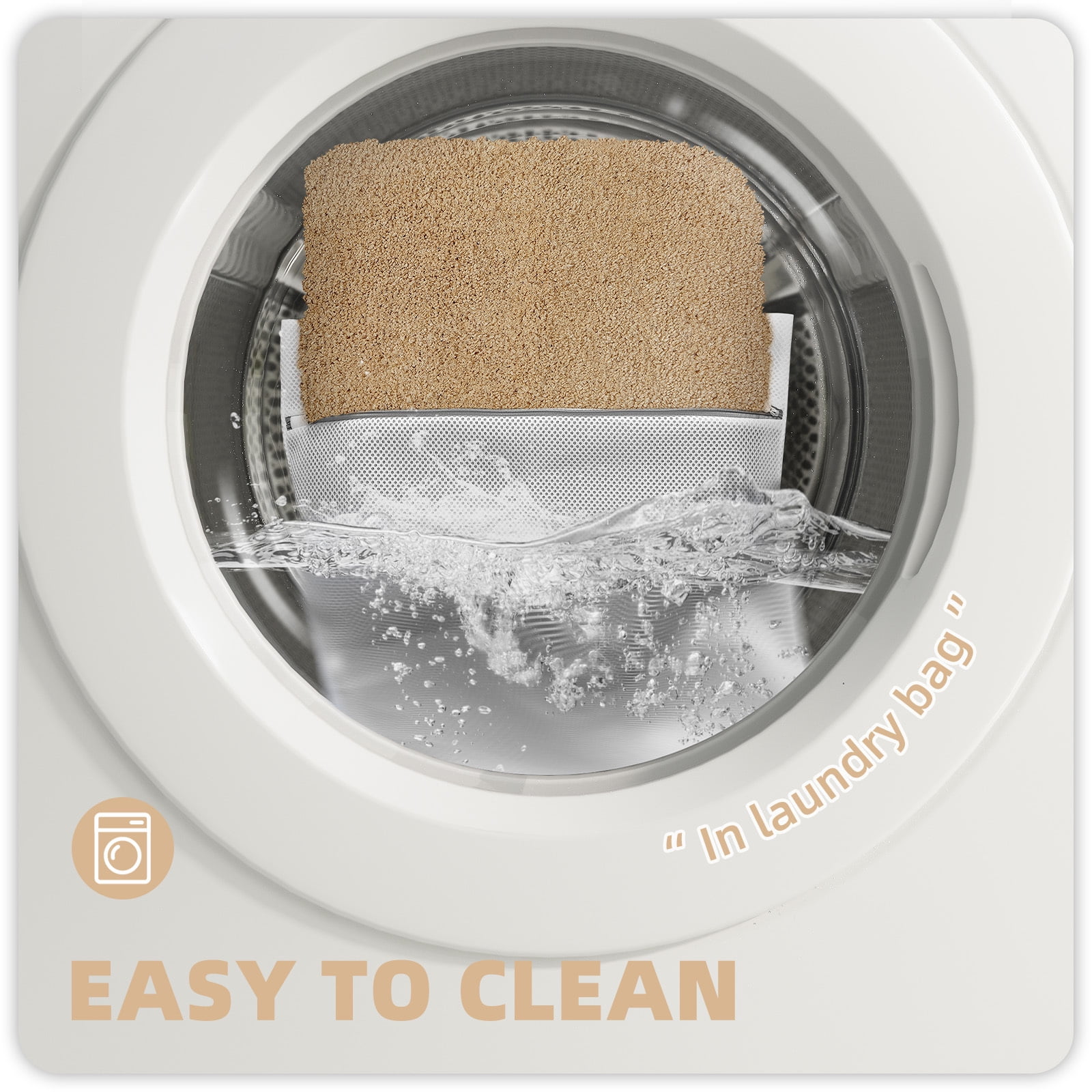 PABUBE Bathroom Rug Non-Slip Bathroom Mat Shag Bath Rugs Microfiber, Absorbent Bath Mat, Machine Washable,17"x24",White