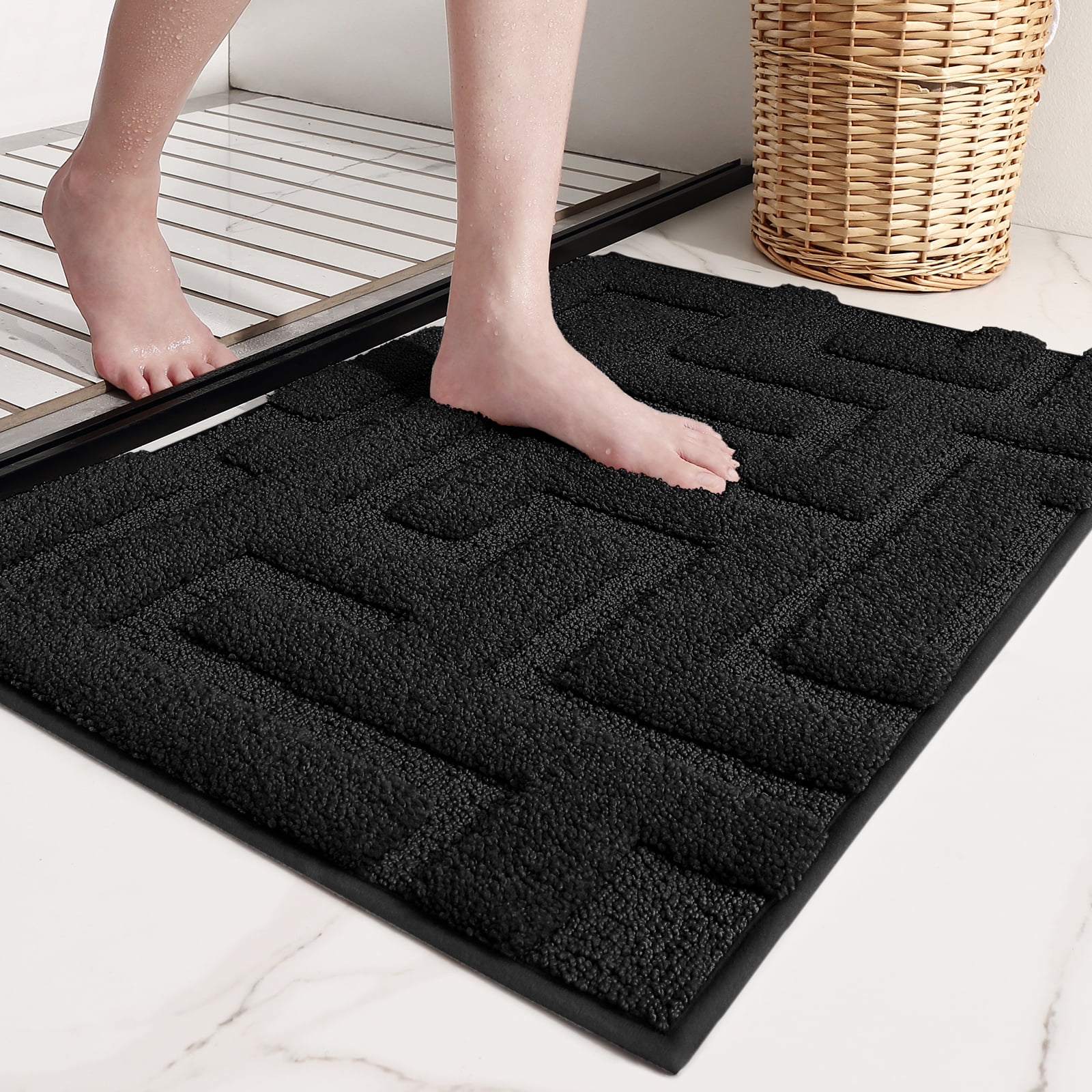 PABUBE Bathroom Rug Absorbent Bath Mat Bathroom Mat Ultra Soft Bath Rug for Bathroom Floor Non-slip Bathroom Floor Mat Machine Washable