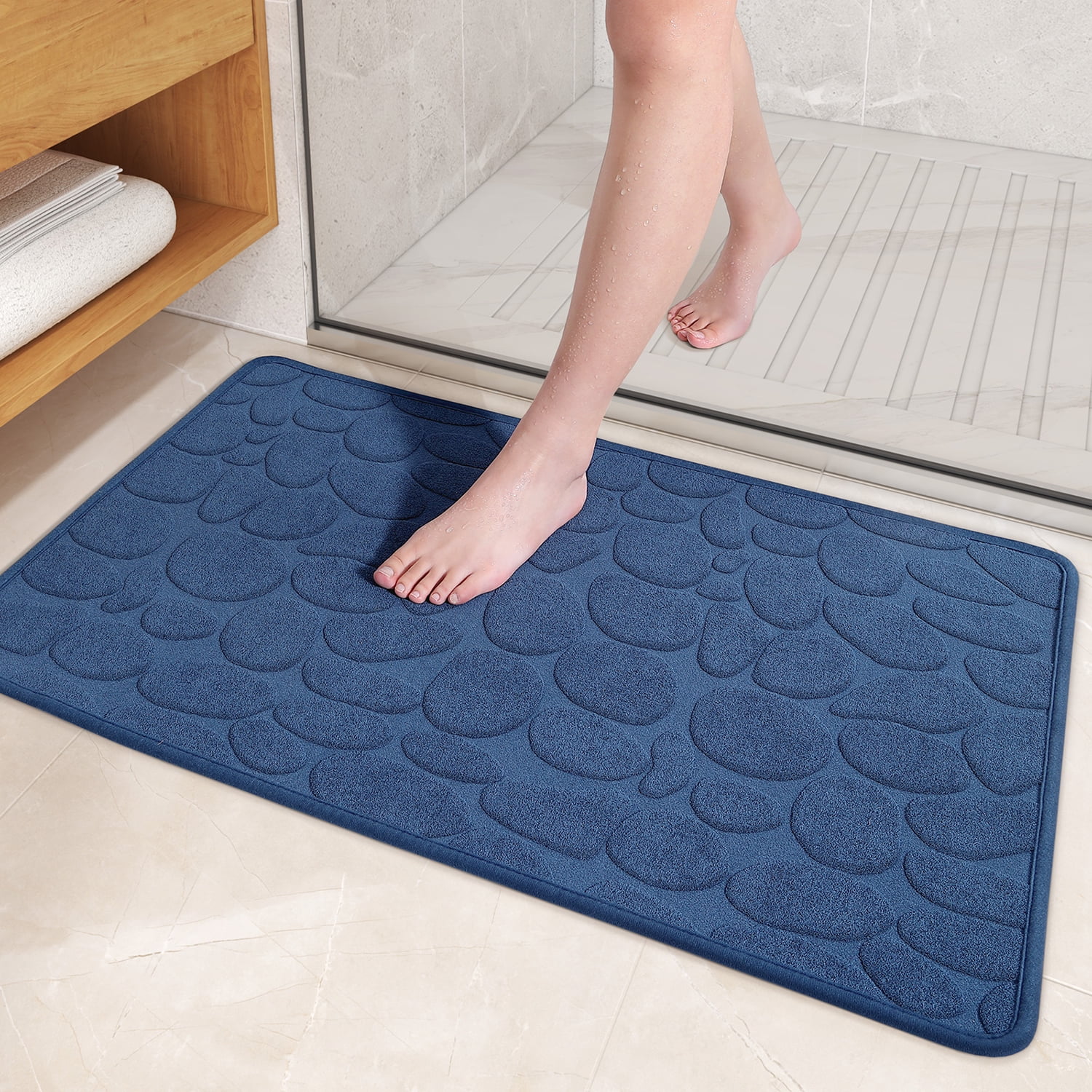 PABUBE Non Slip Bathroom Rugs, Ultra Thin Bath Mats for Bathroom Floor Fit Under Door, Super Absorbent Bath Rug with Rubber Backing, Non Shedding, Washable Bathroom Mat Shower Mat