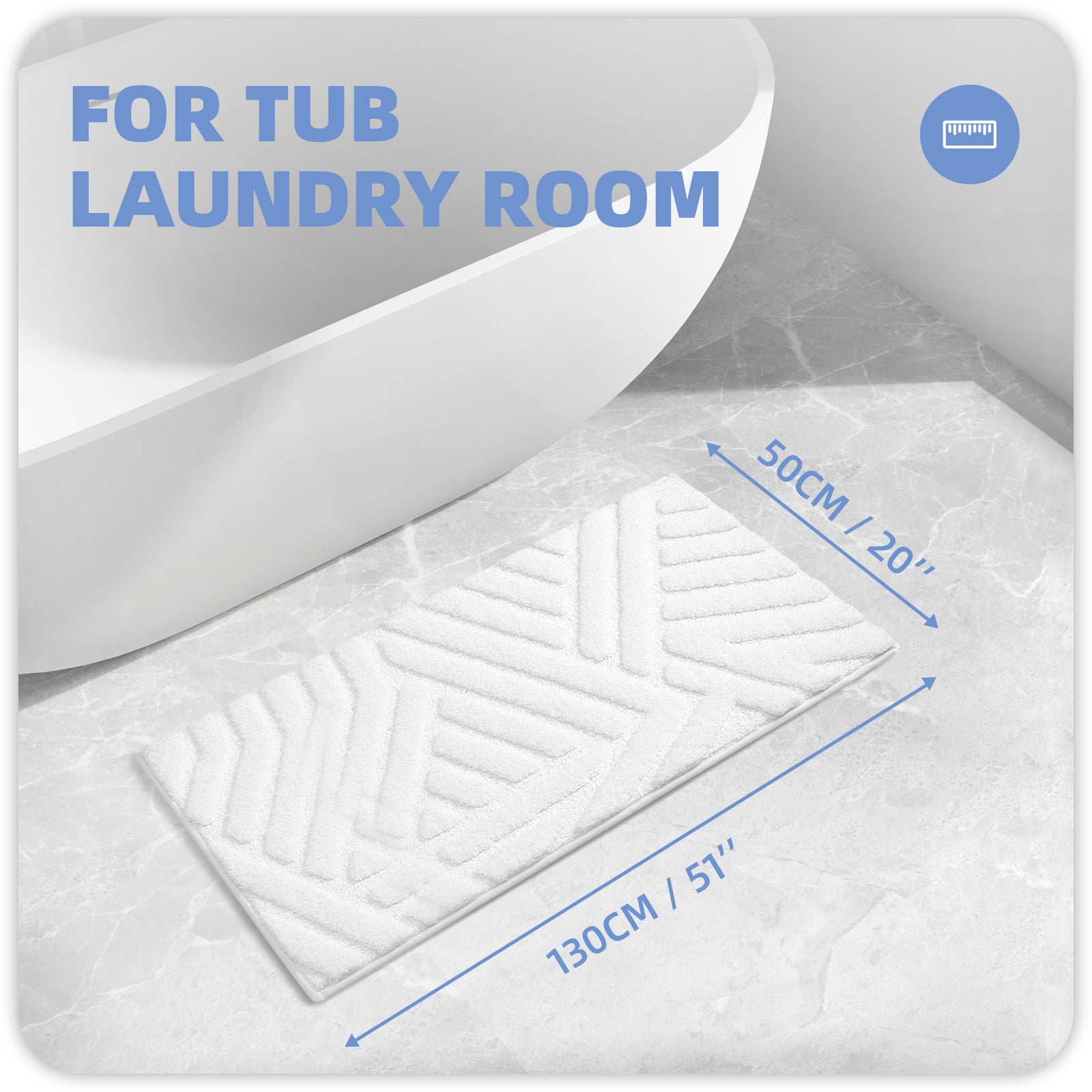 PABUBE Bathroom Rug, Soft Absorbent Bathroom Mat, Non Slip Shag Bath Rug, Machine Washable Bath Mat