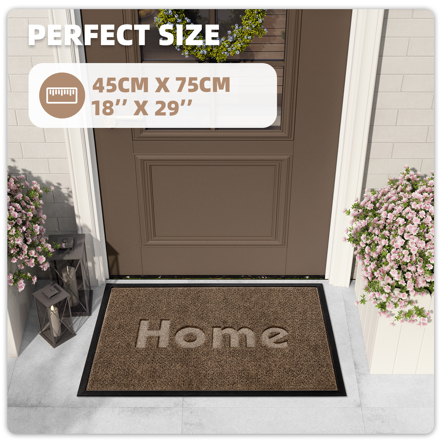 PABUBE Outdoor Mat Non Slip Heavy Duty Doormat Welcome Mats for Outside Low Profile Front Dirt Trapper Door Mat for Outdoor Decor with Rubber Backing