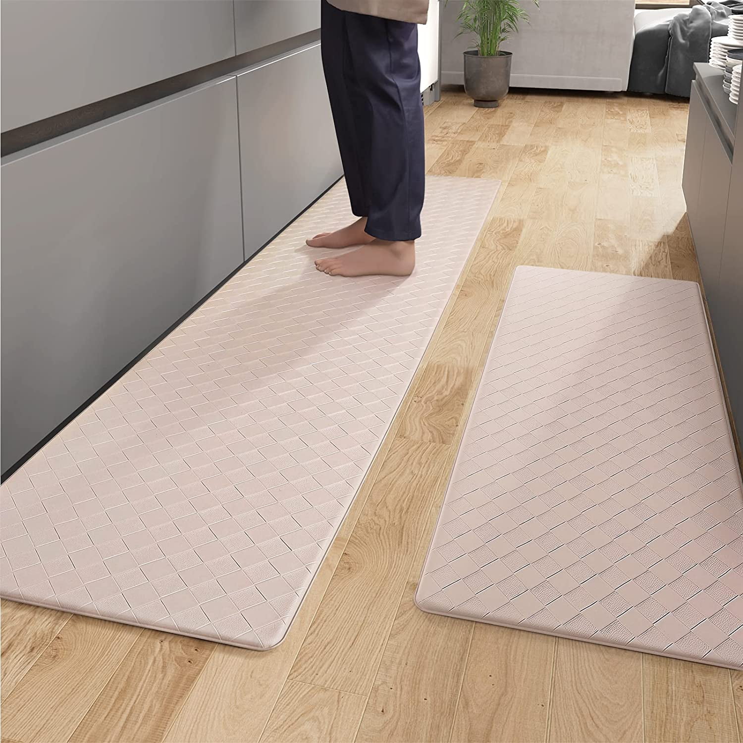PABUBE Kitchen Mat Cushioned Anti Fatigue Kitchen Rugs Waterproof Non-Slip Comfort Standing Mat for Kitchen, Floor, Office, Sink, Black