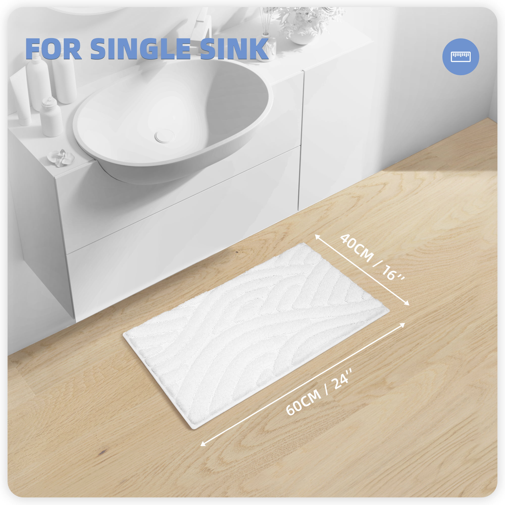 PABUBE Bathroom Rug, Soft Absorbent Bathroom Mat, Non Slip Shag Bath Rug, Machine Washable Bath Mat