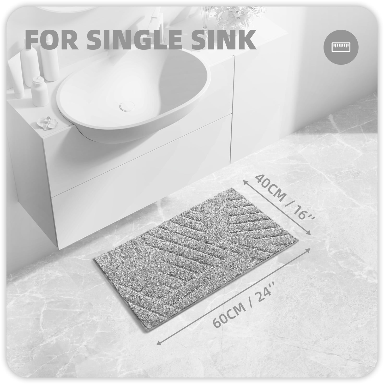 PABUBE Bathroom Rug, Soft Absorbent Bathroom Mat, Non Slip Shag Bath Rug, Machine Washable Bath Mat