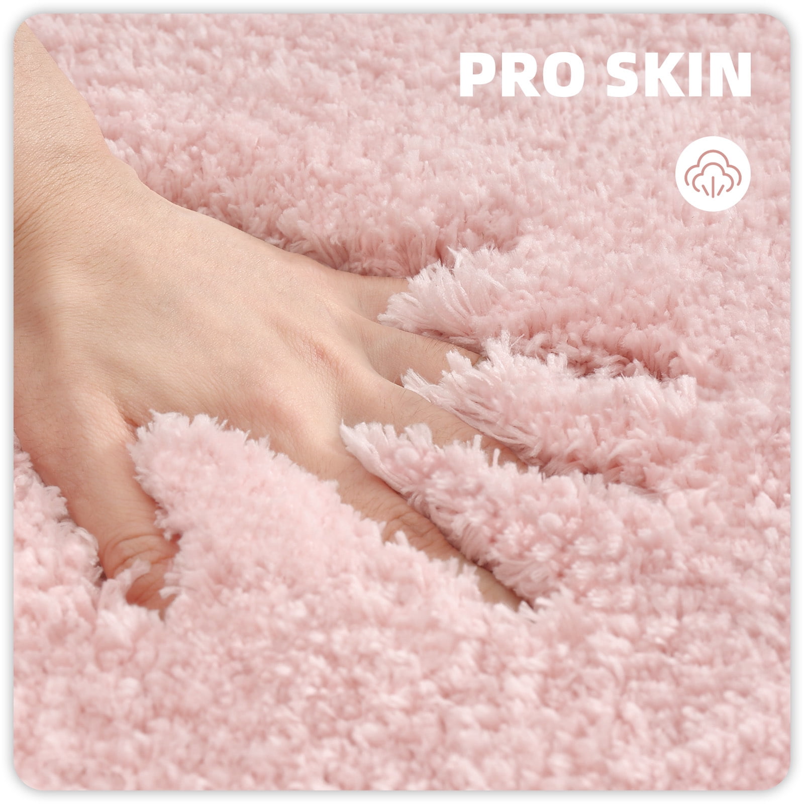 PABUBE Bathroom Rug Non-Slip Bathroom Mat Shag Bath Rugs Microfiber, Absorbent Bath Mat, Machine Washable,17"x24",White