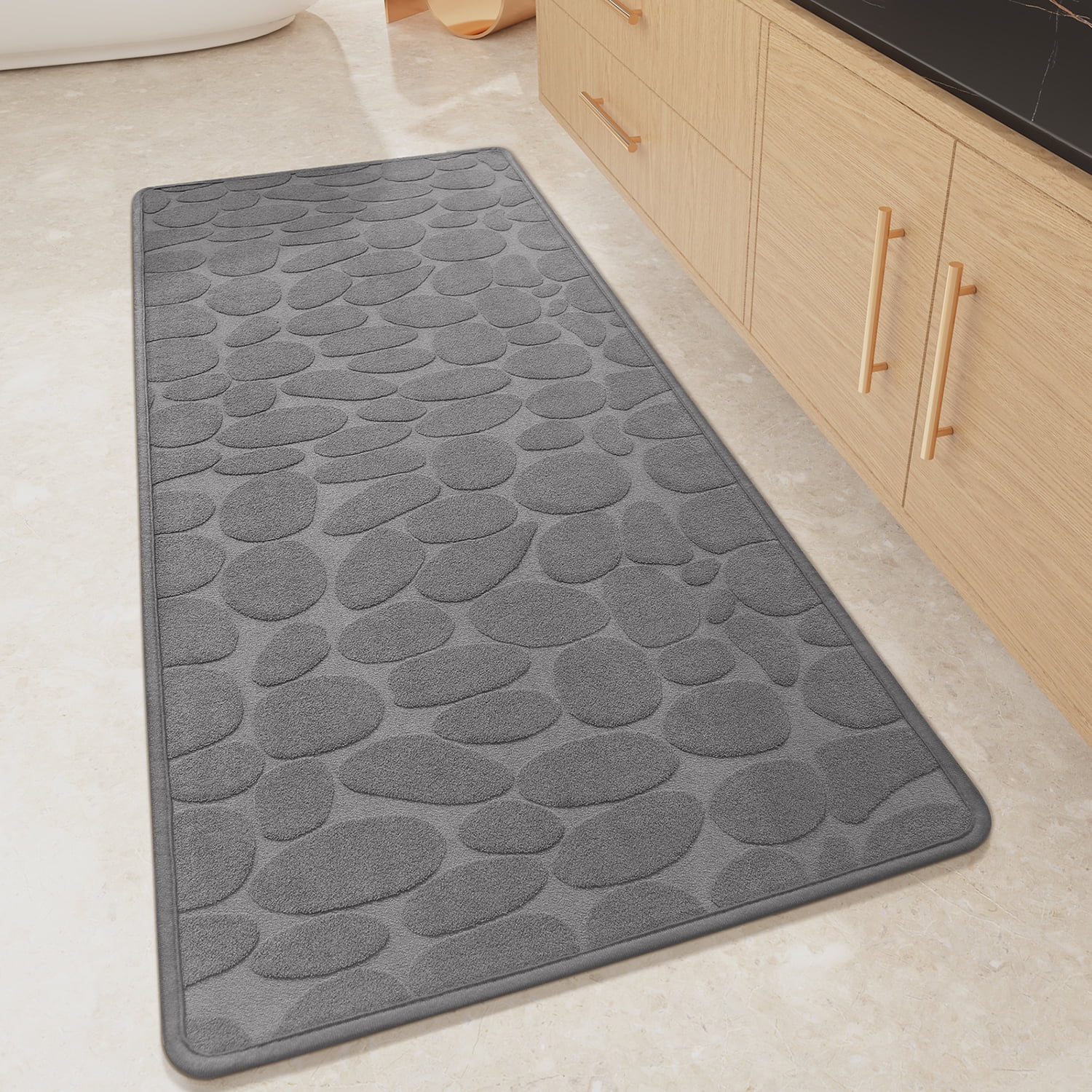 PABUBE Non Slip Bathroom Rugs, Ultra Thin Bath Mats for Bathroom Floor Fit Under Door, Super Absorbent Bath Rug with Rubber Backing, Non Shedding, Washable Bathroom Mat Shower Mat