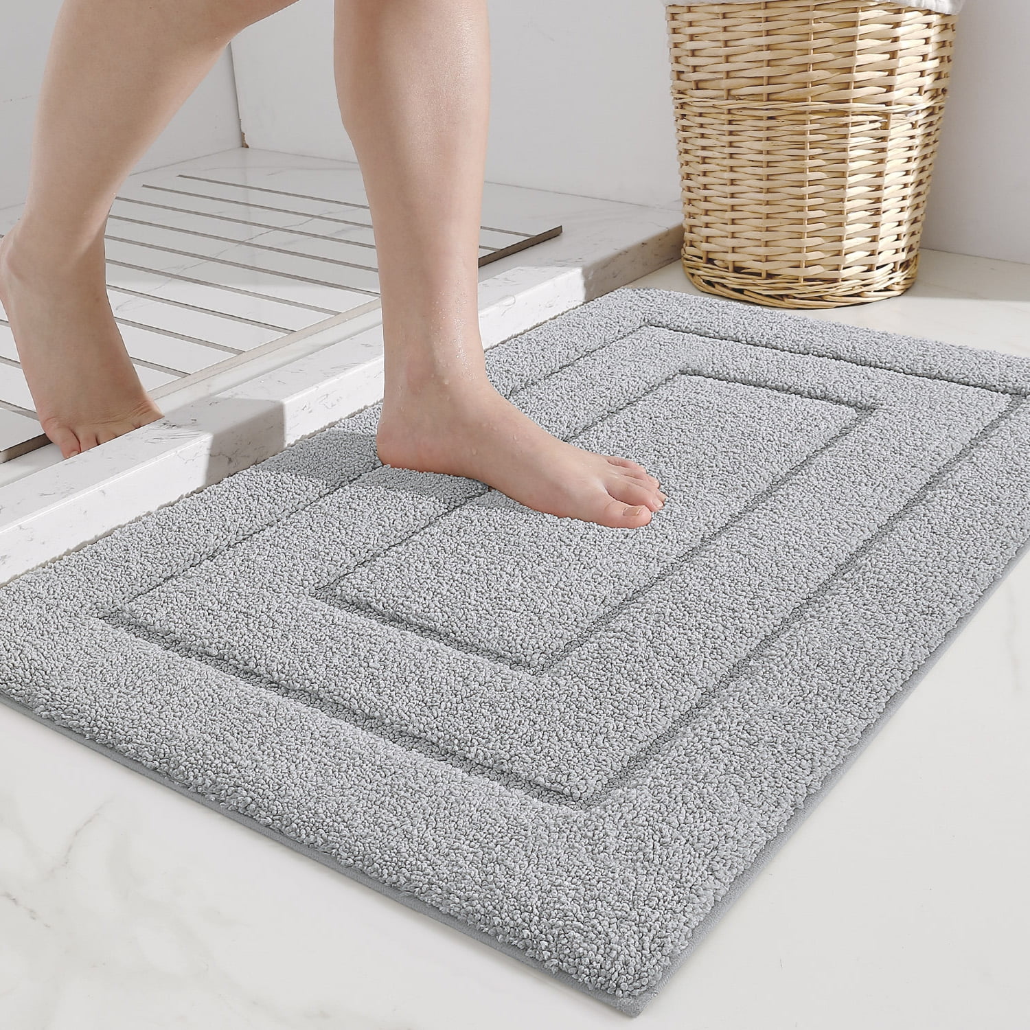 OEAKAY Bathroom Rug, Ultra Soft Absorbent Bath Rug for Bathroom, Premium Microfiber Shag Bath Mat, Non-Slip Bath Rug Machine Washable