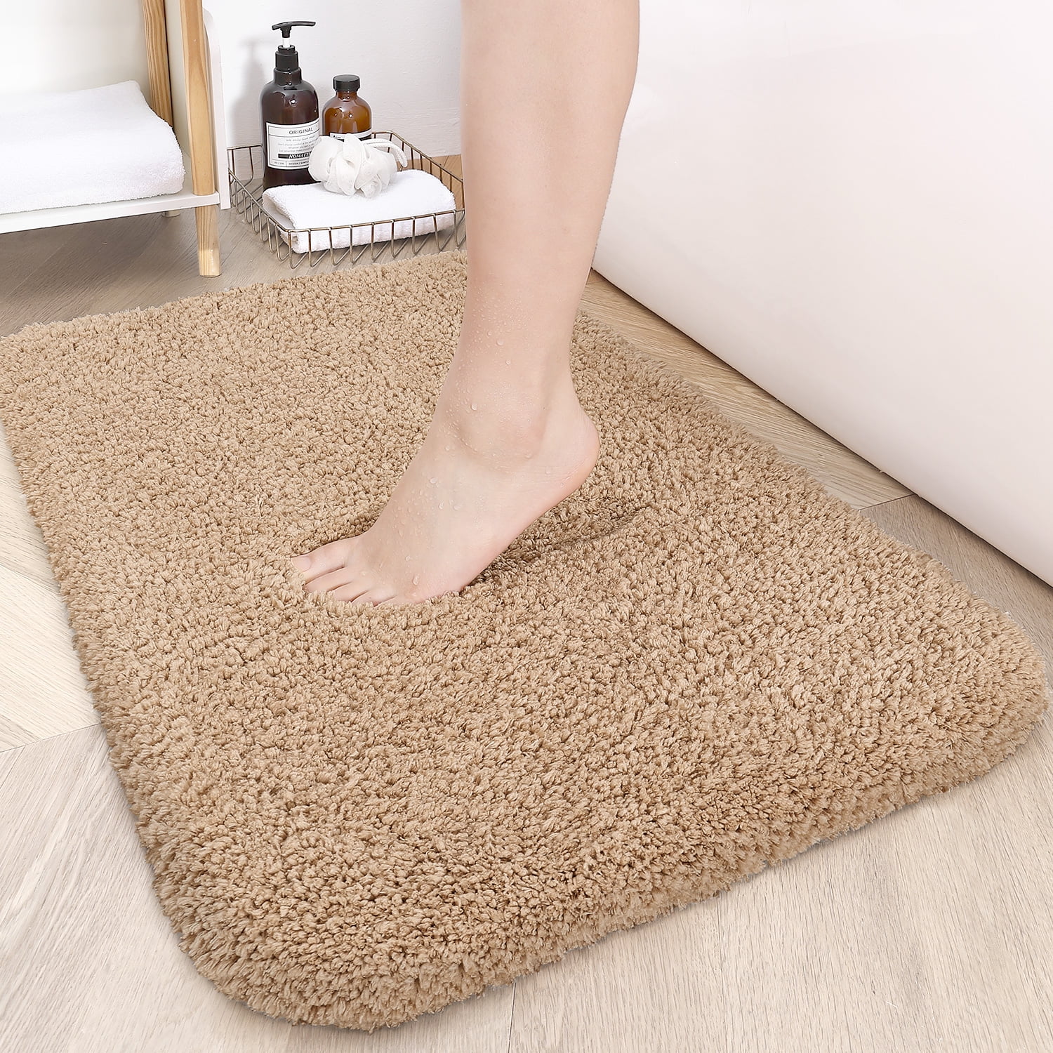 OEAKAY Bathroom Rugs,24"x16",Non Slip Shower Bath Room,Extra Soft and Absorbent,Bath Mats for Bathroom Floor,Machine Wash Dry Carpet Mat for Tub,24"x16"White