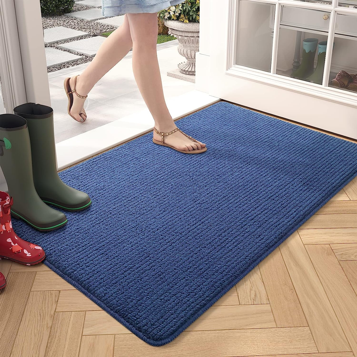PABUBE Indoor and Outdoor Doormats, 20"x32" Front Door Rugs, Dirt Trapper Inside Door Mats, Non Slip Washable Welcome Mat Entryway Rug for Entryway